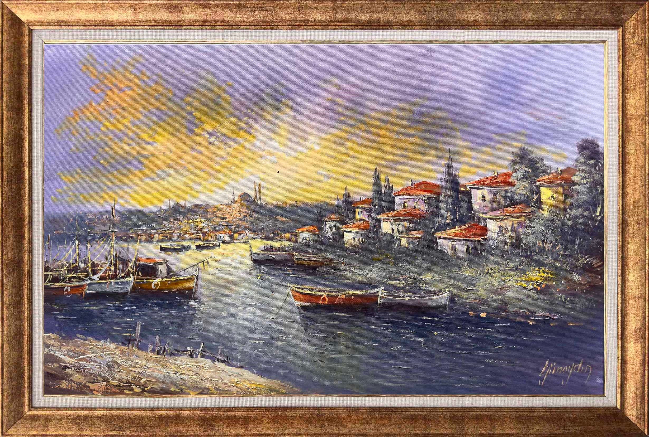 Kıyıdaki Beyaz Evler | Yağlı Boya Tablo