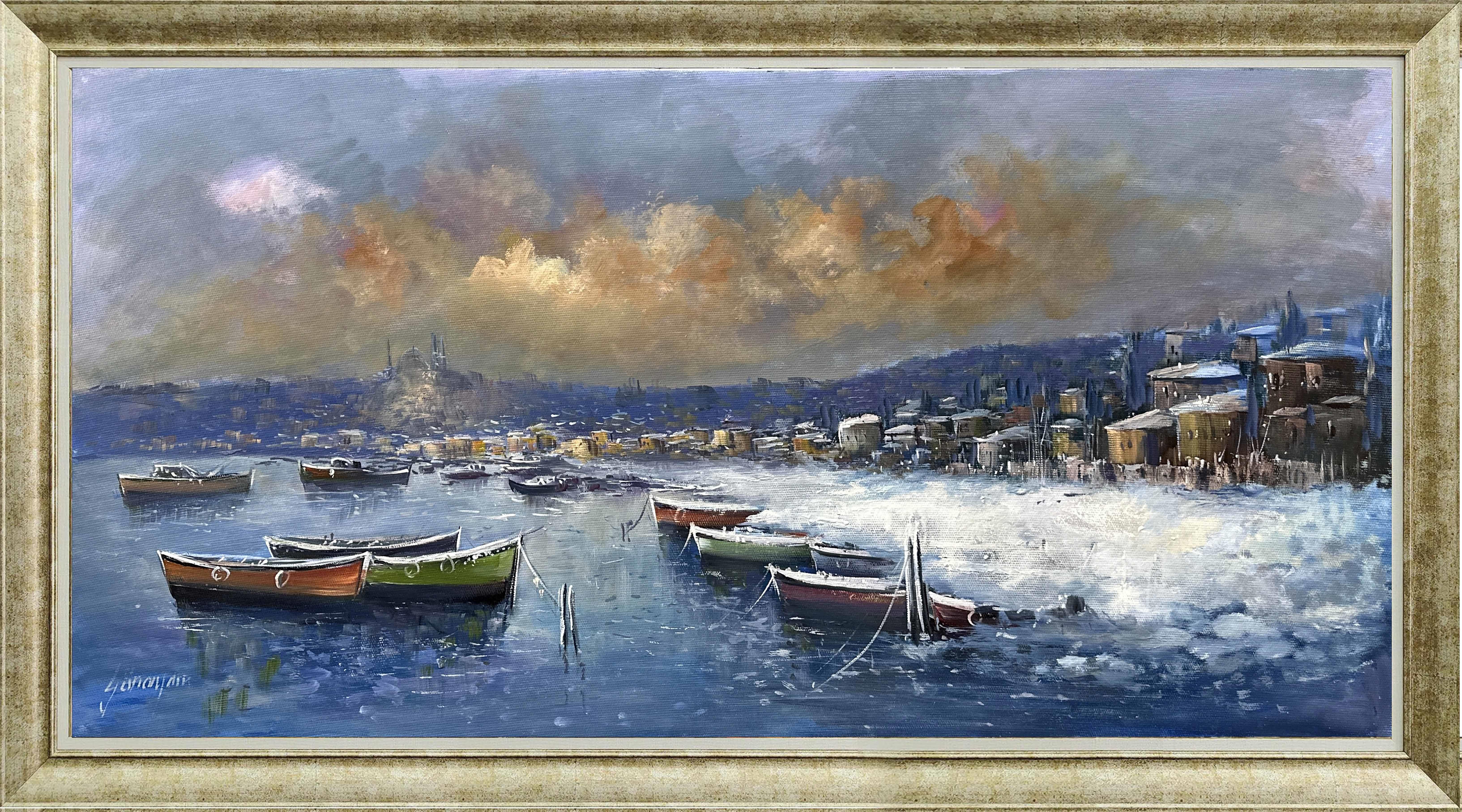 Kız kulesi gün batımı | Yağlı Boya Tablo