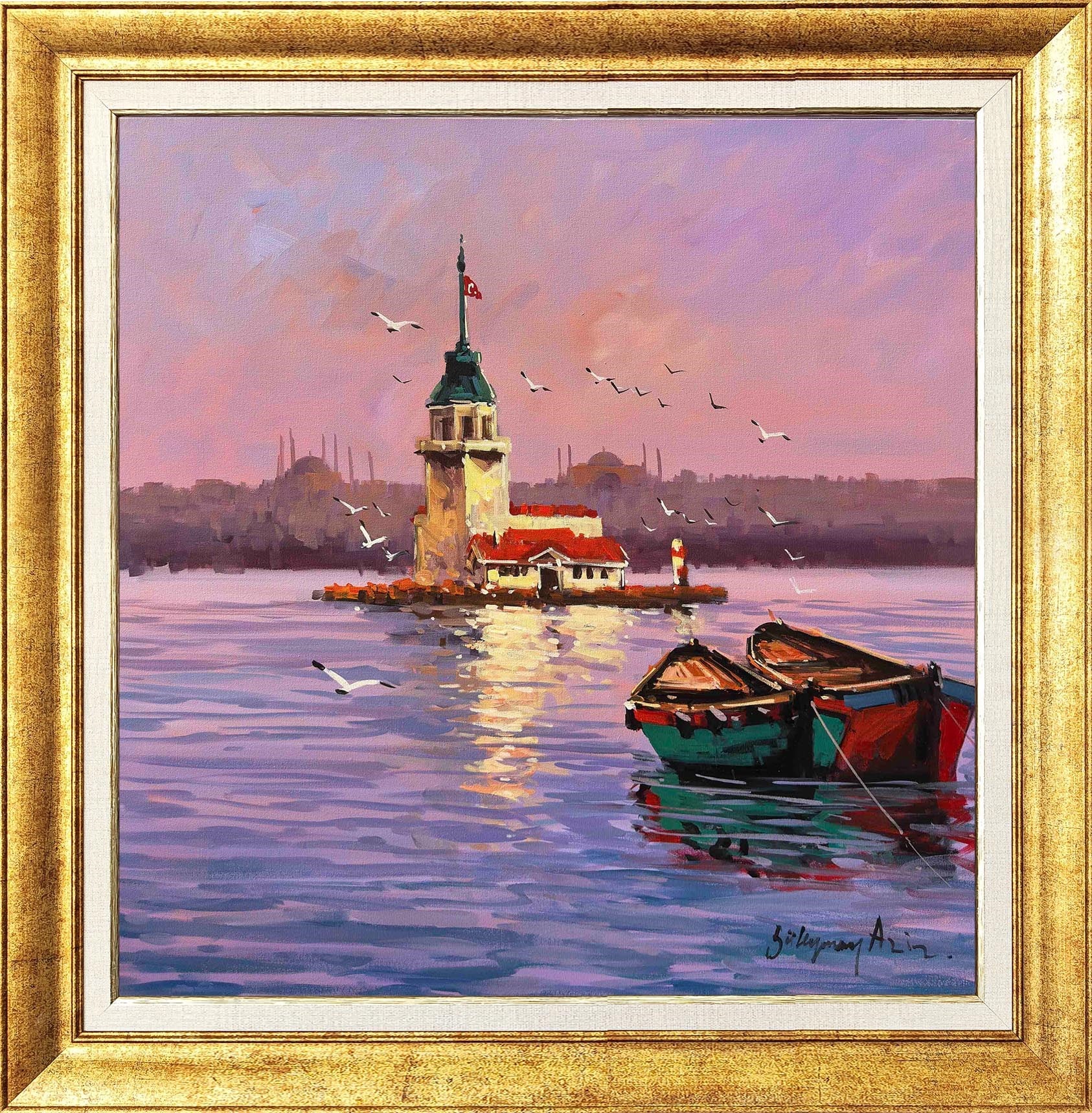 Kız Kulesi Sandalı | Yağlı Boya Tablo