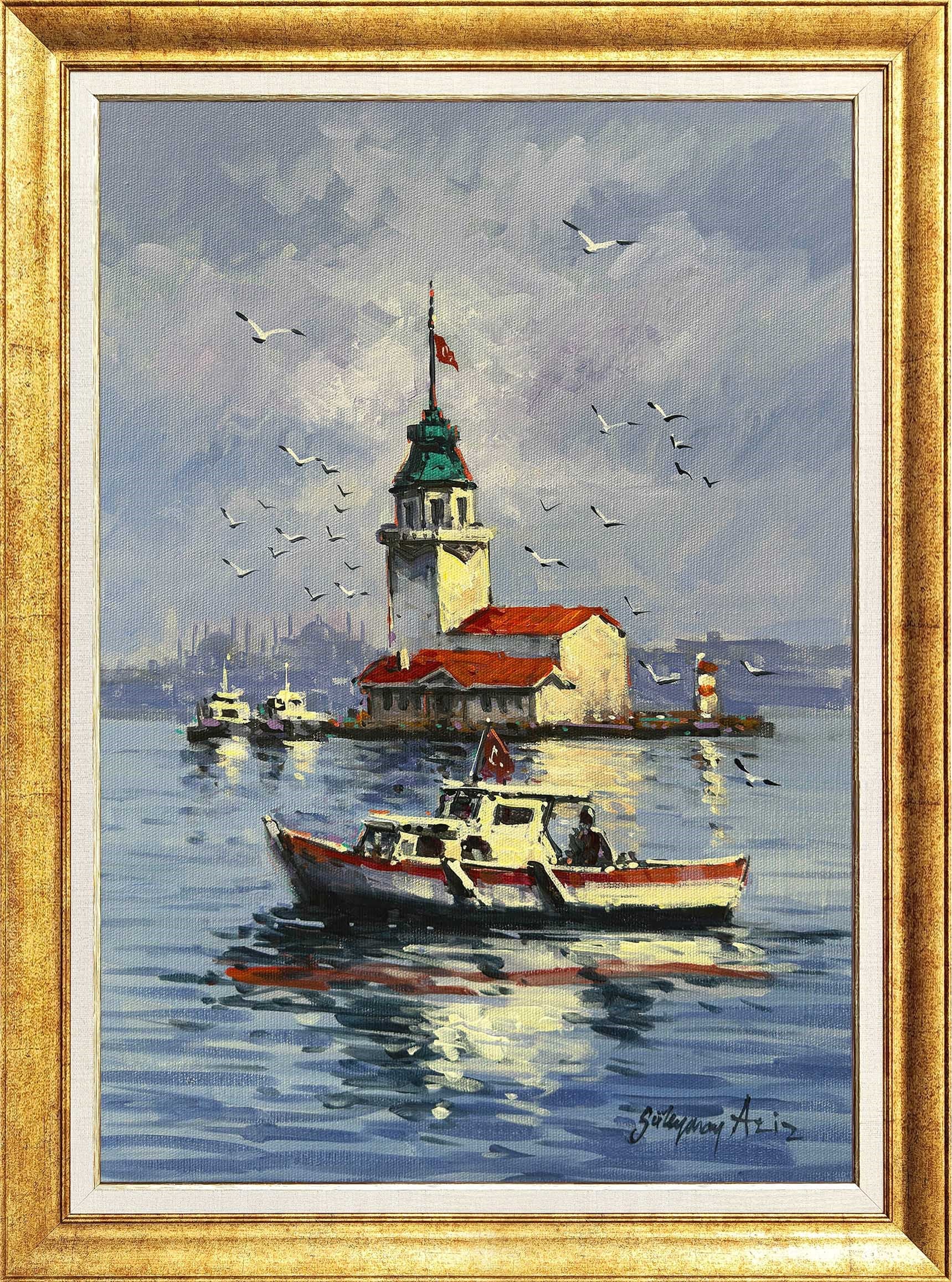 Kız Kulesi Sandalları | Yağlı Boya Tablo