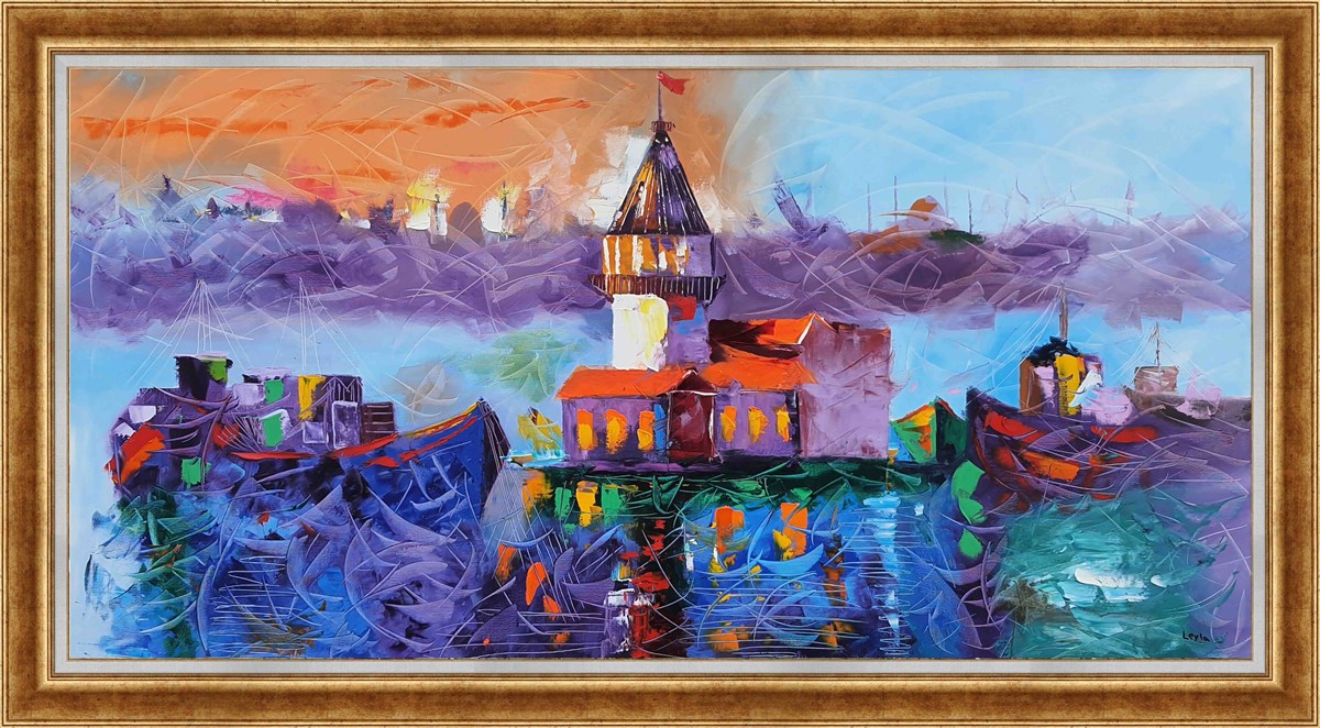 Kız Kulesi  | Yağlı Boya TabloRenkli Yelkenler | Yağlı Boya Tablo YAĞLI BOYA ESERLER