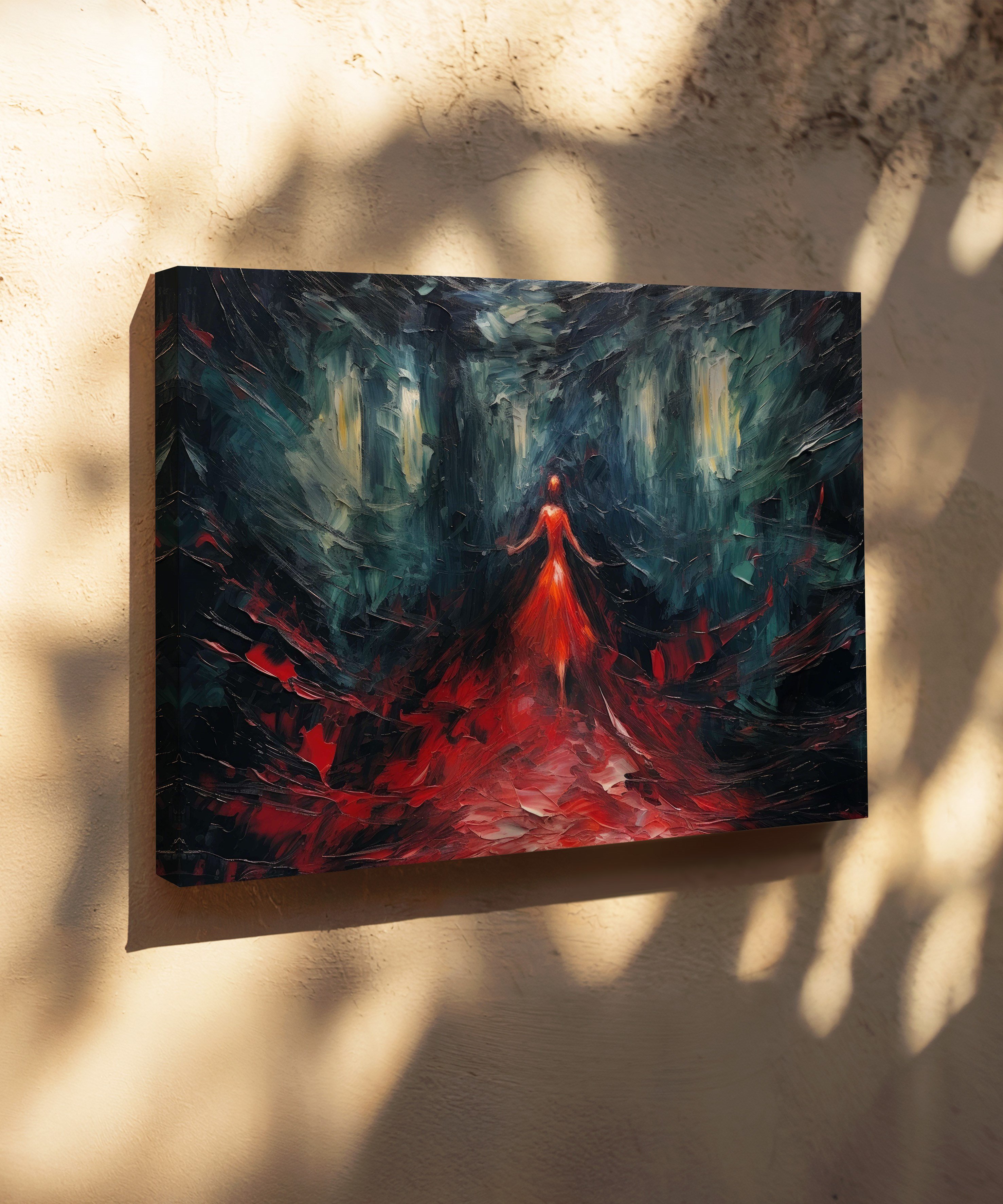 Kızıl Sessizliğin İçinde | Yağlı Boya Dokulu Canvas Baskı