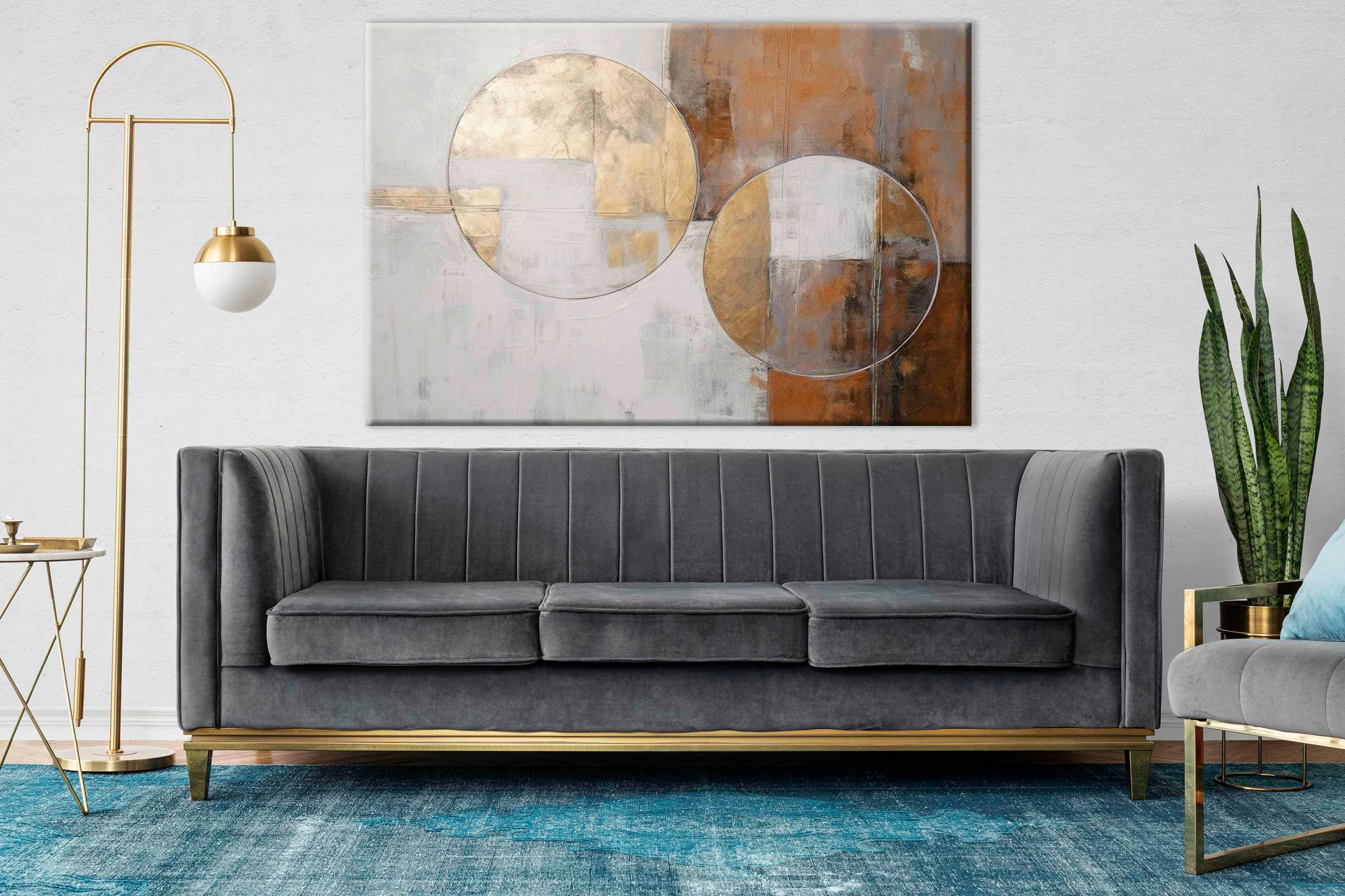 Lux Turuncu-Gold 6 | Yağlıboya dokulu canvas baskı