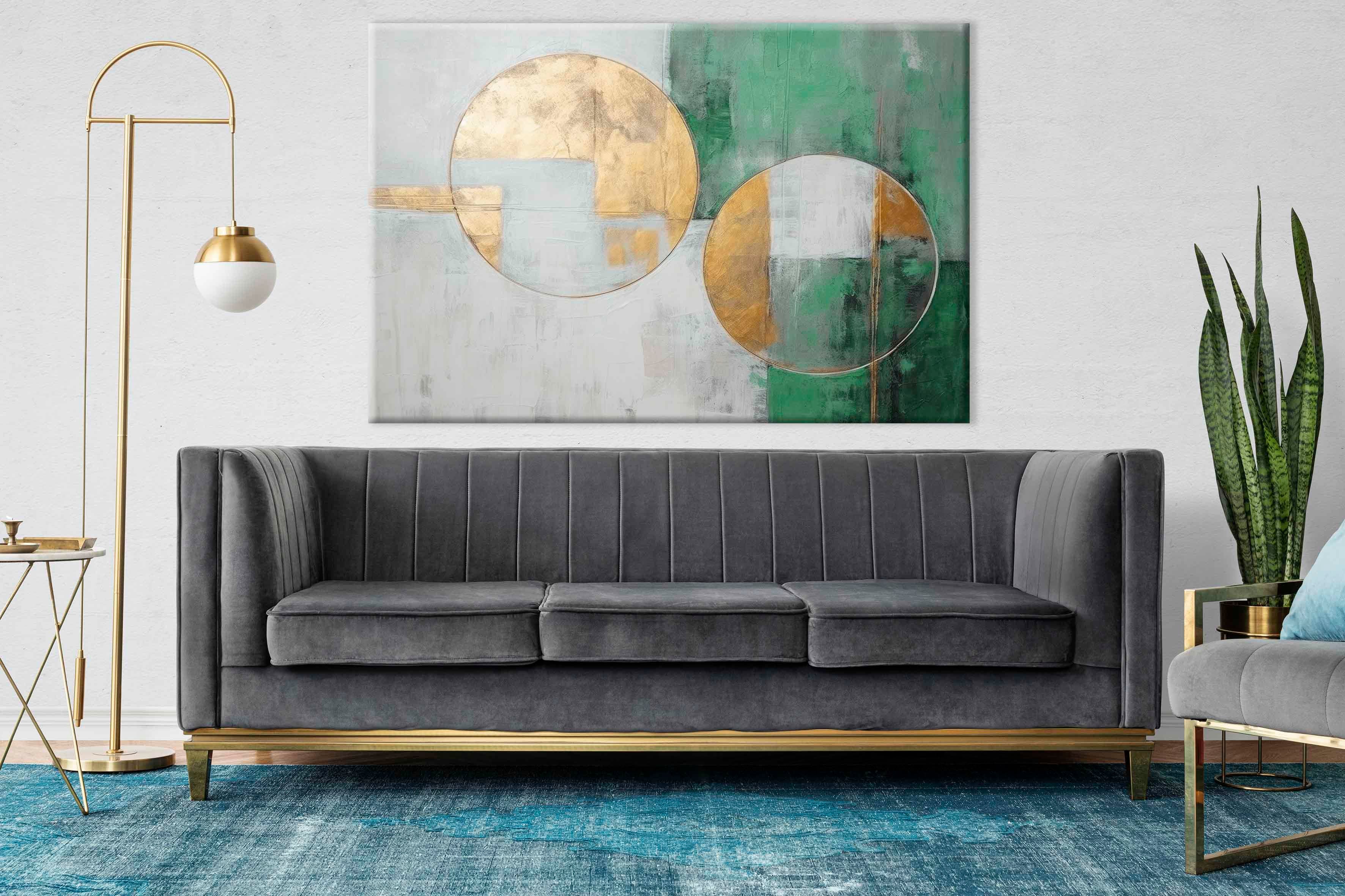 Lux Yeşil-Gold 6 | Yağlıboya dokulu canvas baskı