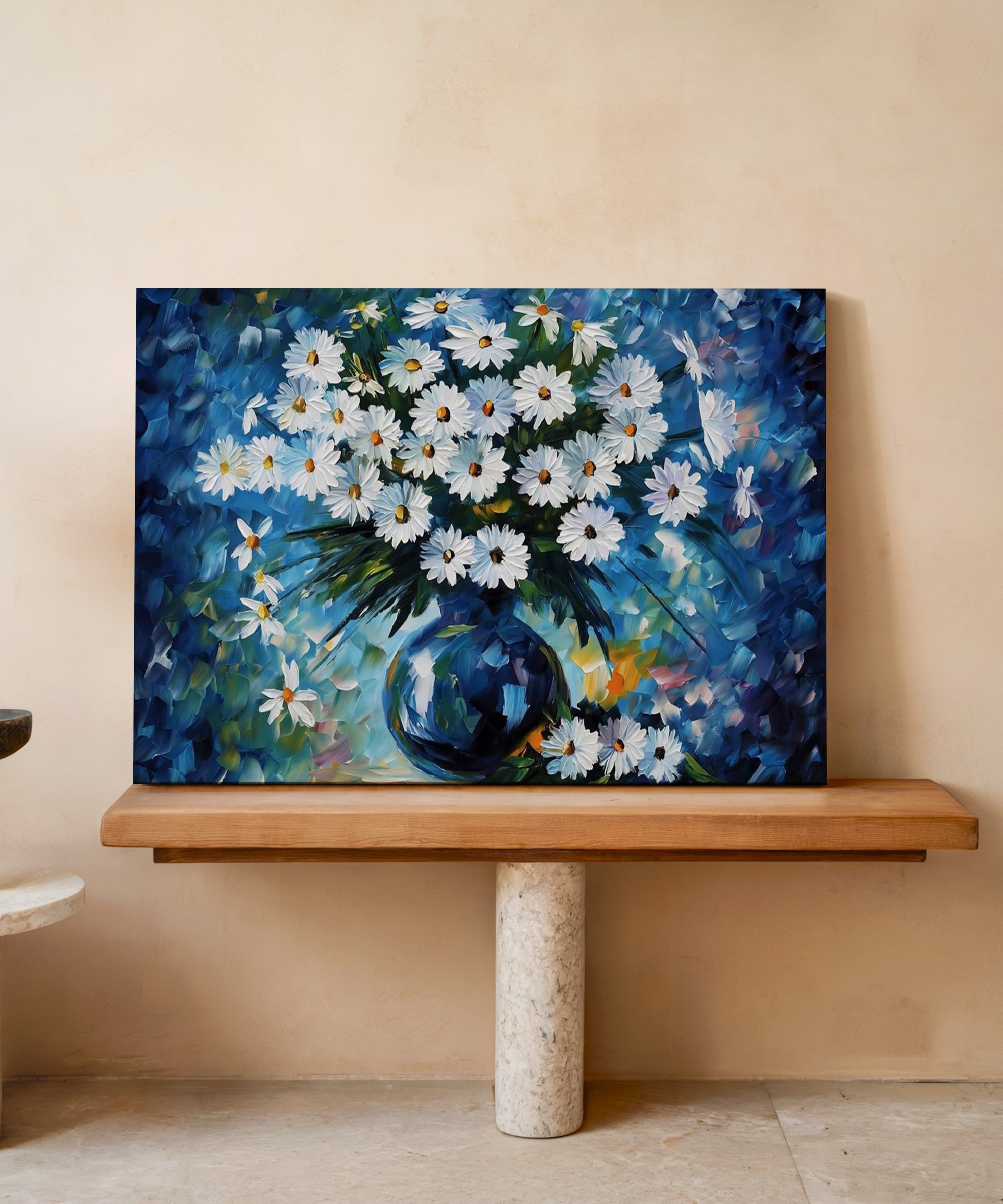 Mavi Bahar | Yağlı Boya Dokulu Canvas Baskı