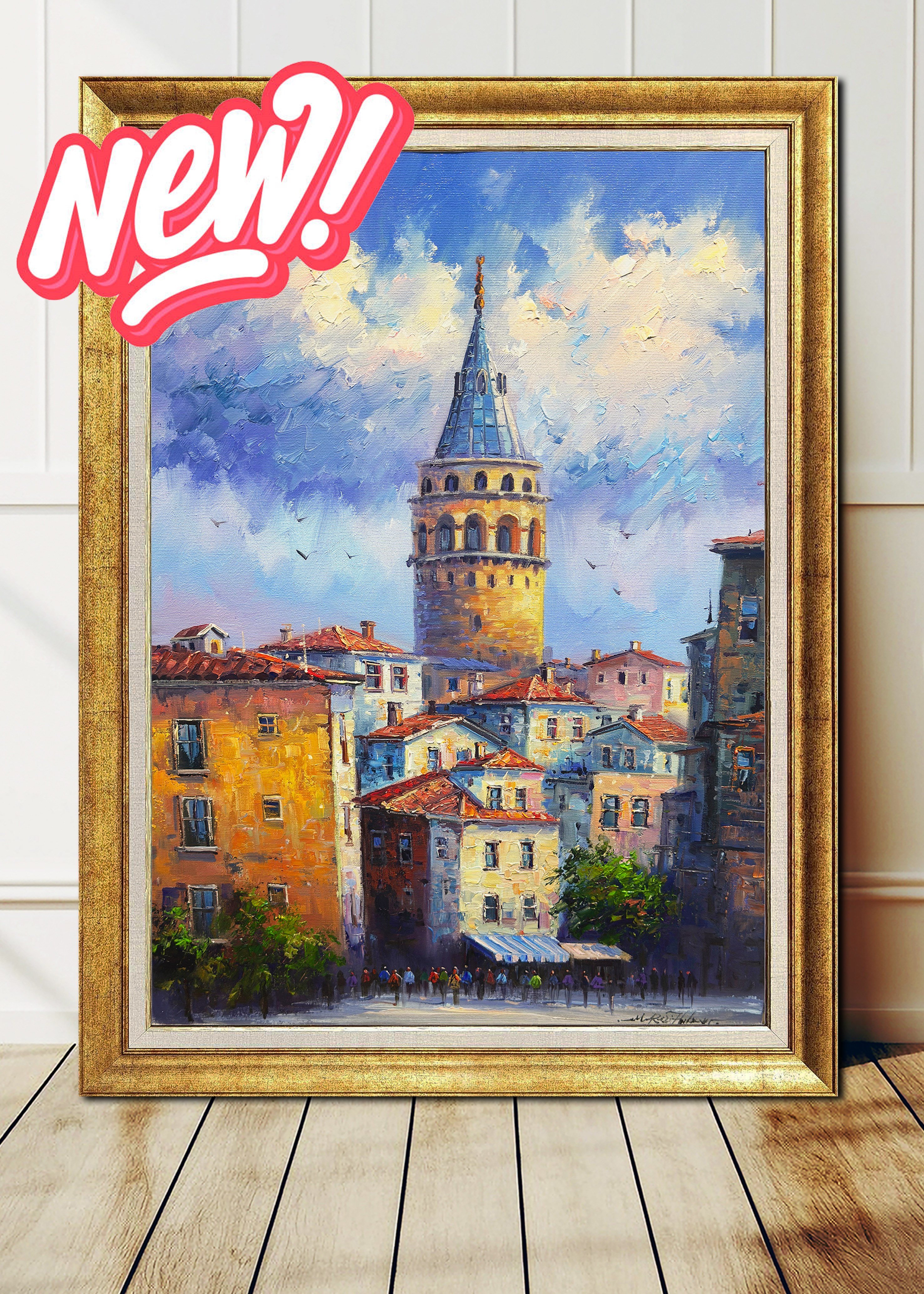 Mavi Galata İstanbul | Yağlı Boya Tablo