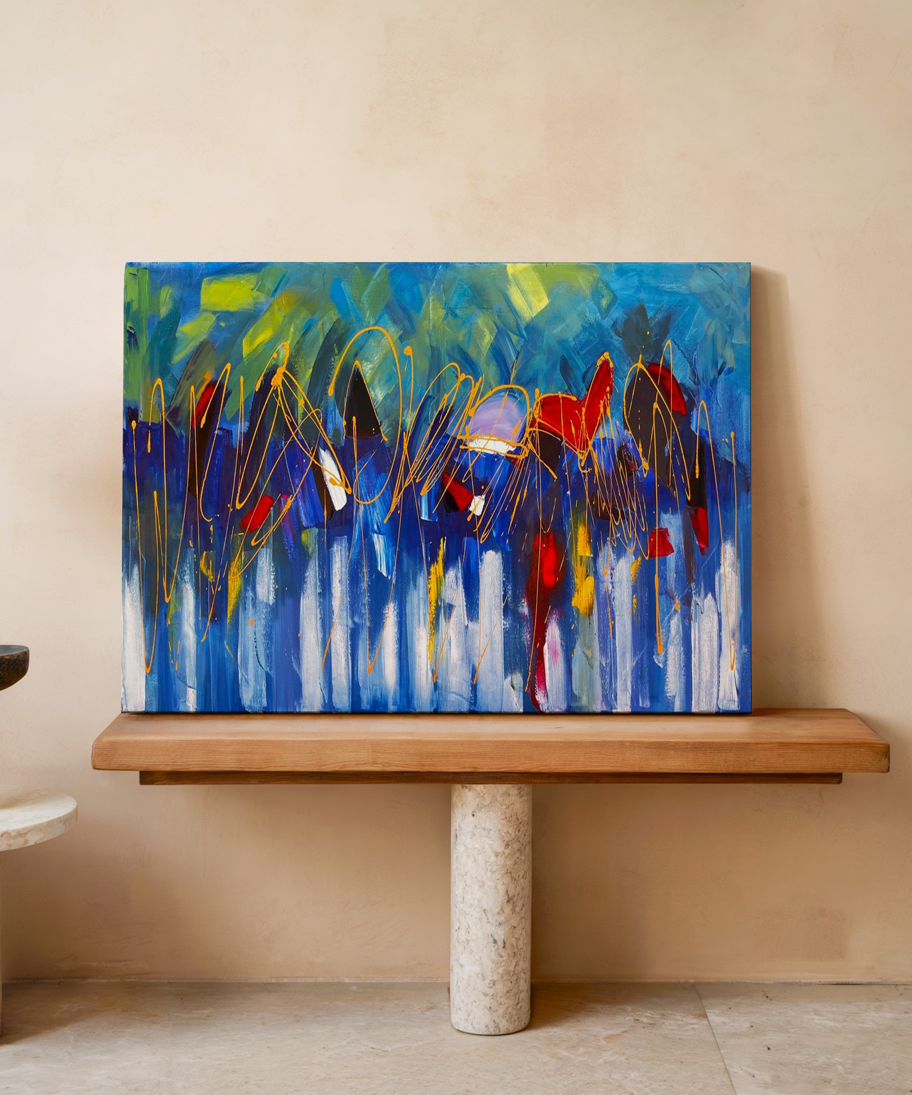 Mavi Senfoni | Yağlı Boya Dokulu Canvas Baskı