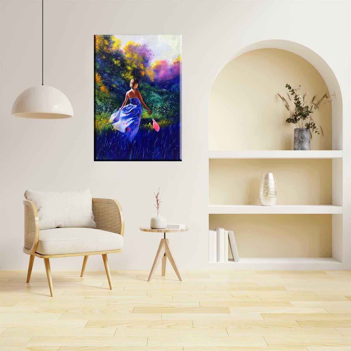 MODERN SİPARİŞ YAĞLI BOYA TABLOLARÇiçek Tarlası ve Çocuk | Yağlı Boya Tablo | kozaart galeri