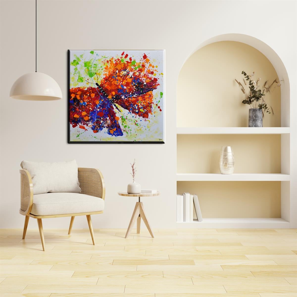 MODERN SİPARİŞ YAĞLI BOYA TABLOLARRenkli Kelebekler I Yağlı Boya Tablo | kozaart galeri