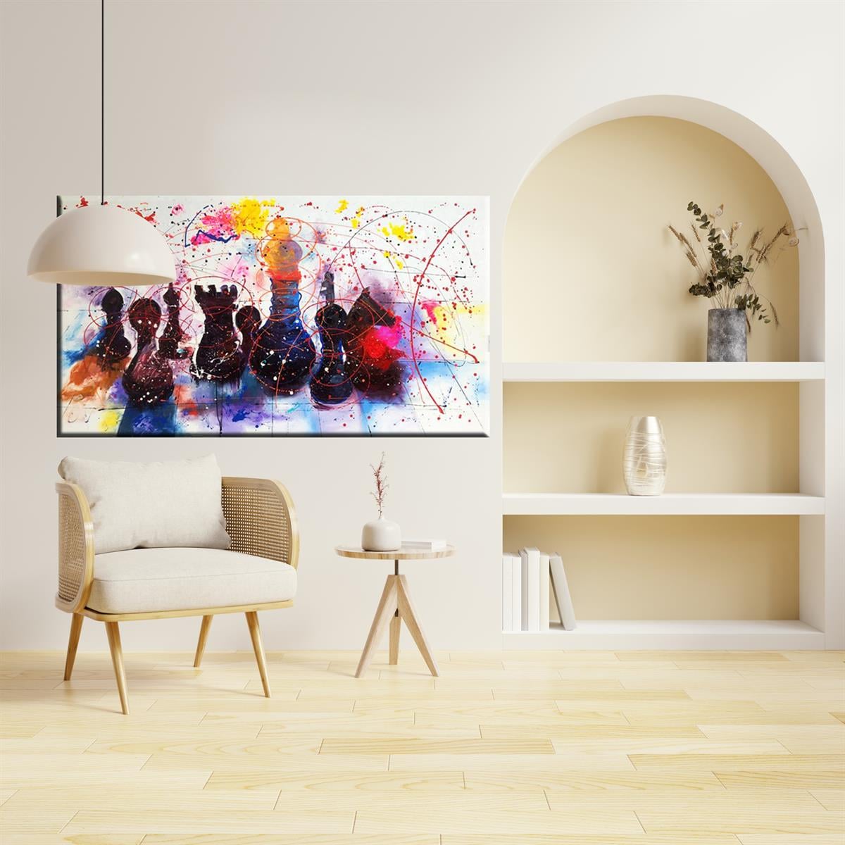 MODERN SİPARİŞ YAĞLI BOYA TABLOLARSatranç Hareketli  | Yağlı Boya Tablo | kozaart galeri