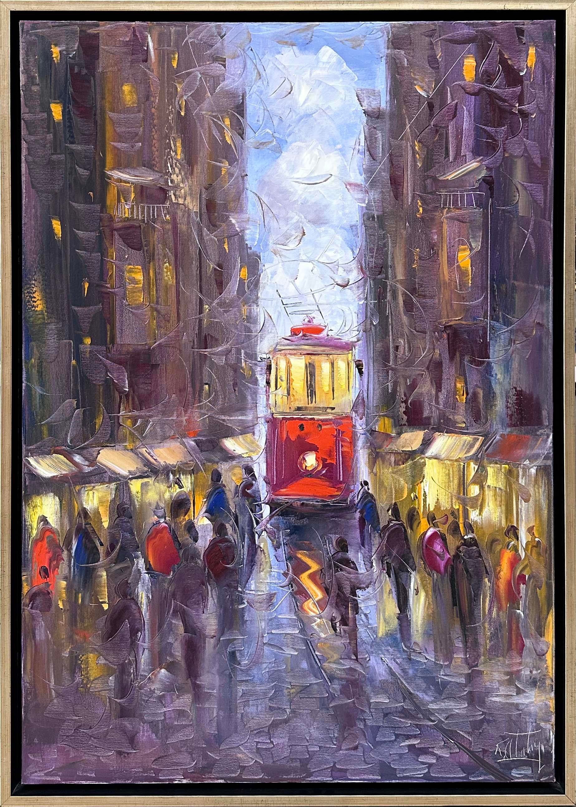 Nostaljik Tramvay Islak Perspektif  | Yağlı Boya Tablo