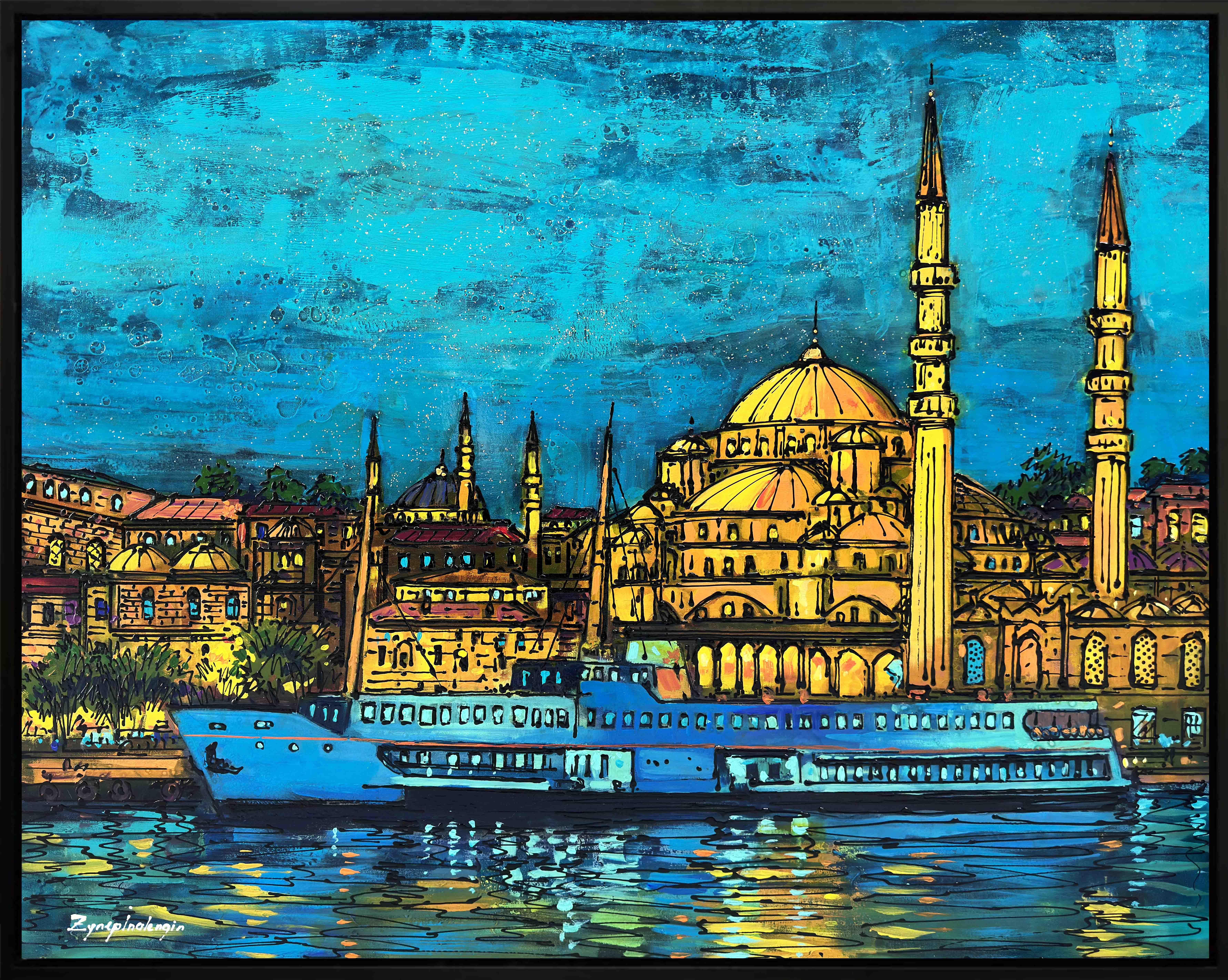 Ortaköyde büyük vapur  | Yağlı Boya Tablo