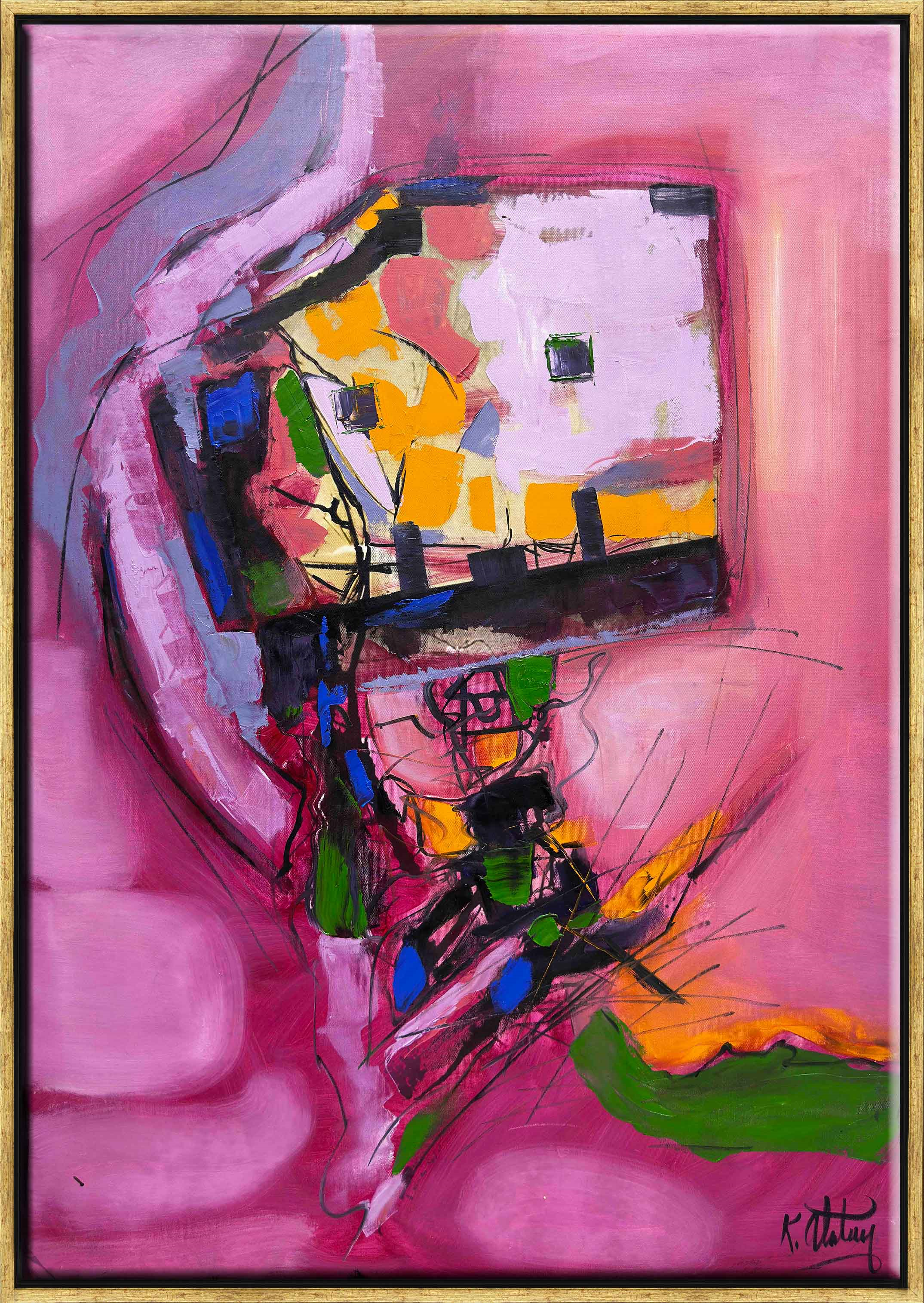 Pembe Soyut | Yağlı Boya Tablo