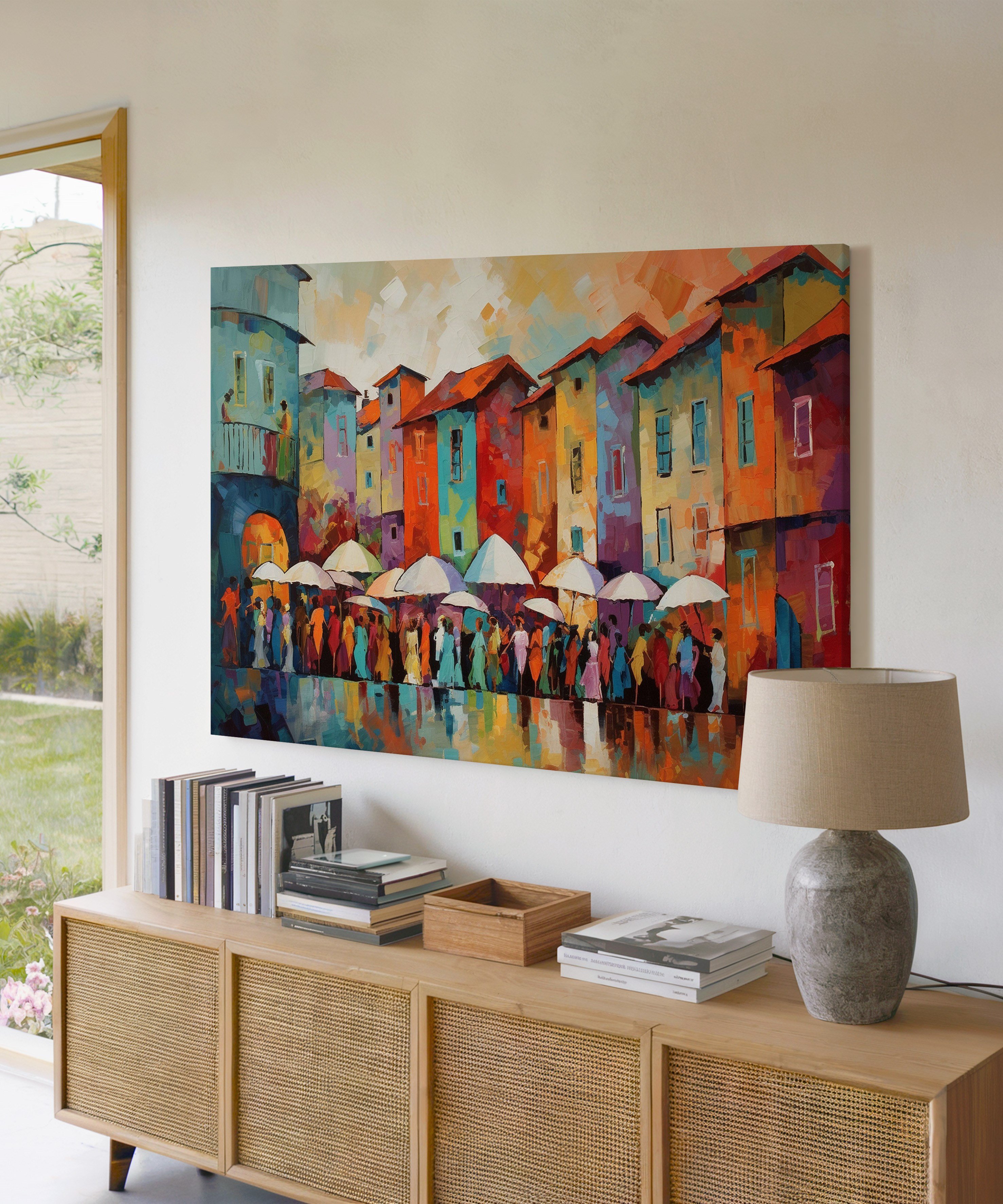 Renklerin Buluştuğu Meydan | Yağlı Boya Dokulu Canvas Baskı