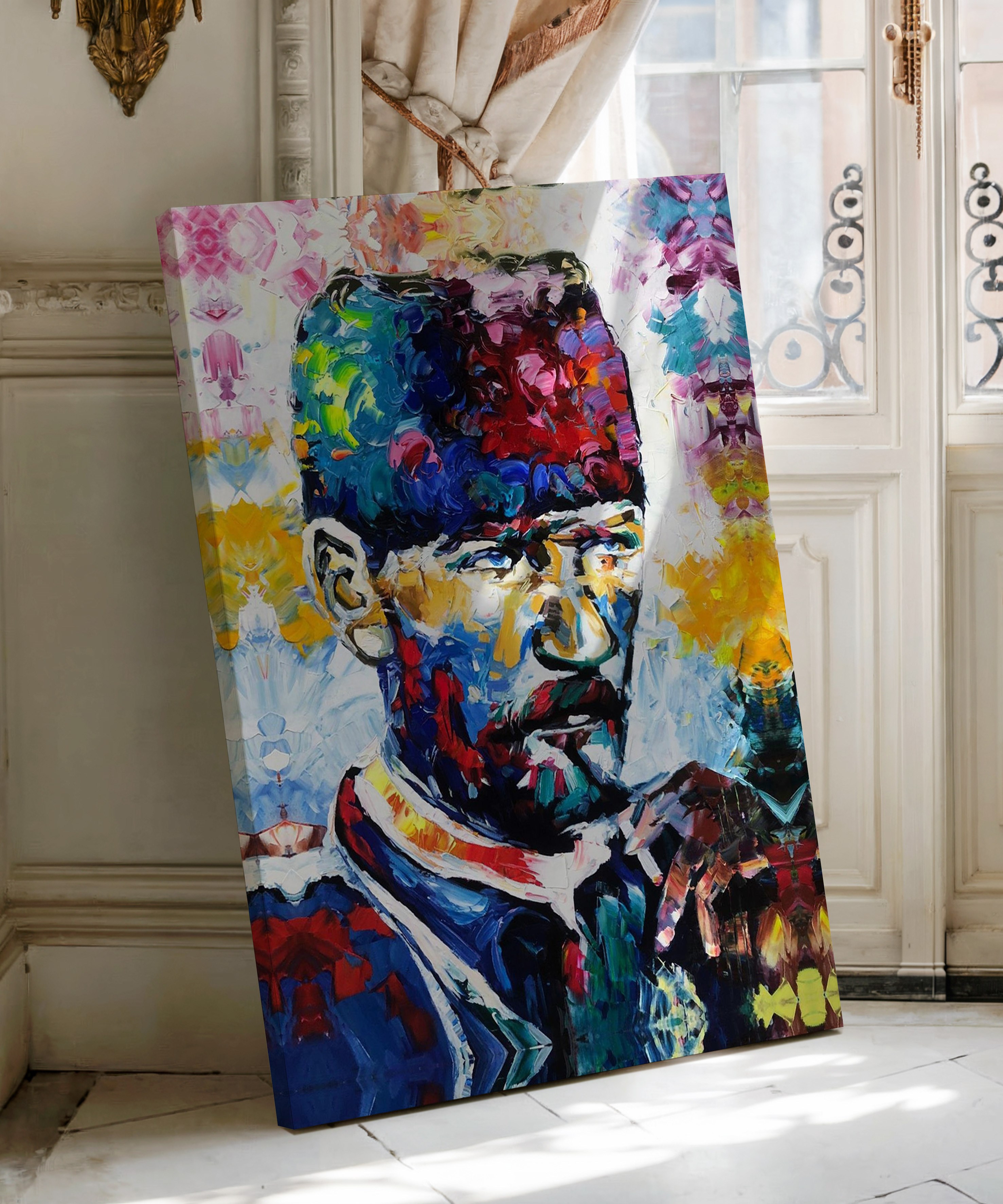 Renkli Atatürk | Yağlı Boya Dokulu Canvas Baskı