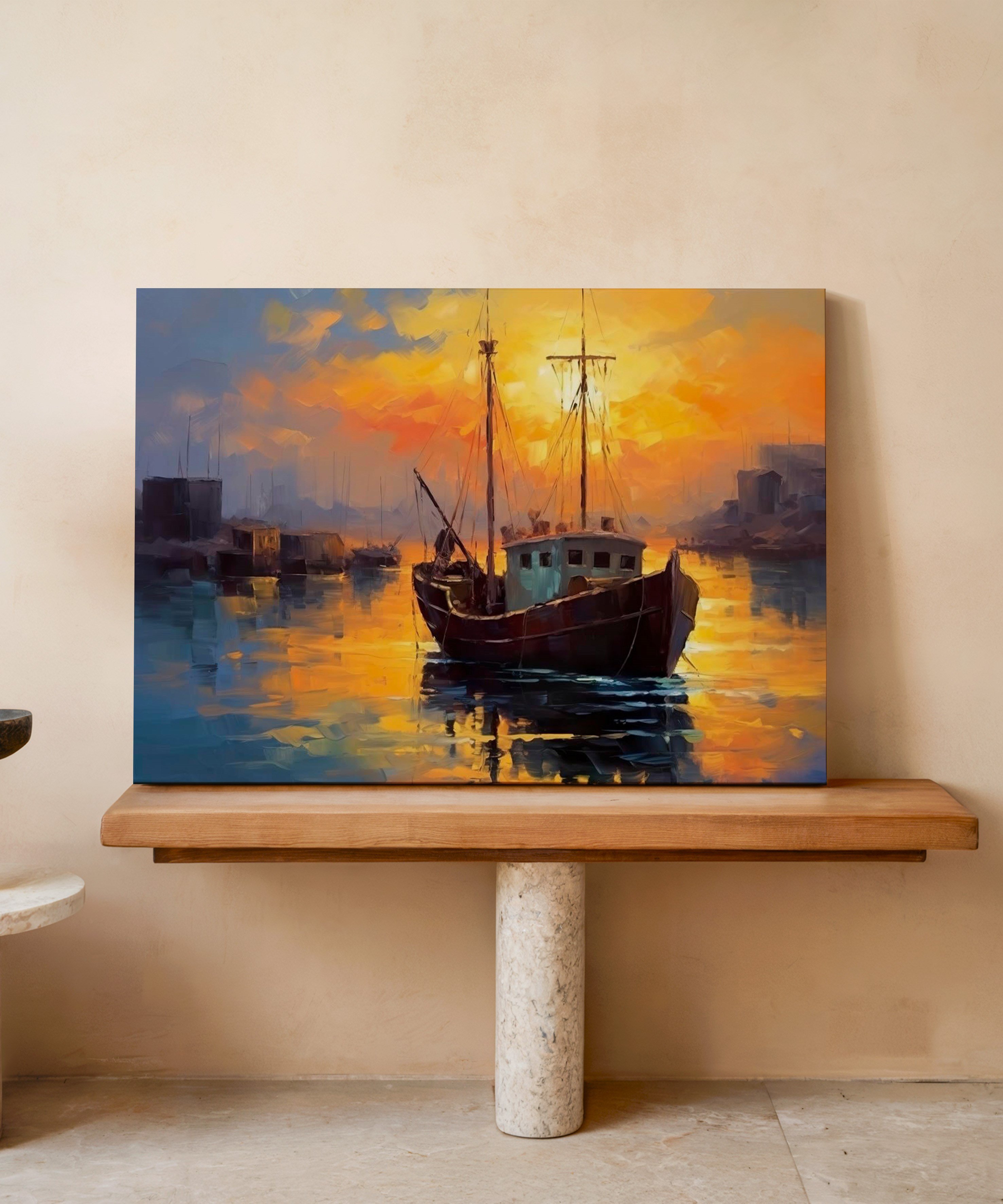Sessiz Liman | Yağlı Boya Dokulu Canvas Baskı