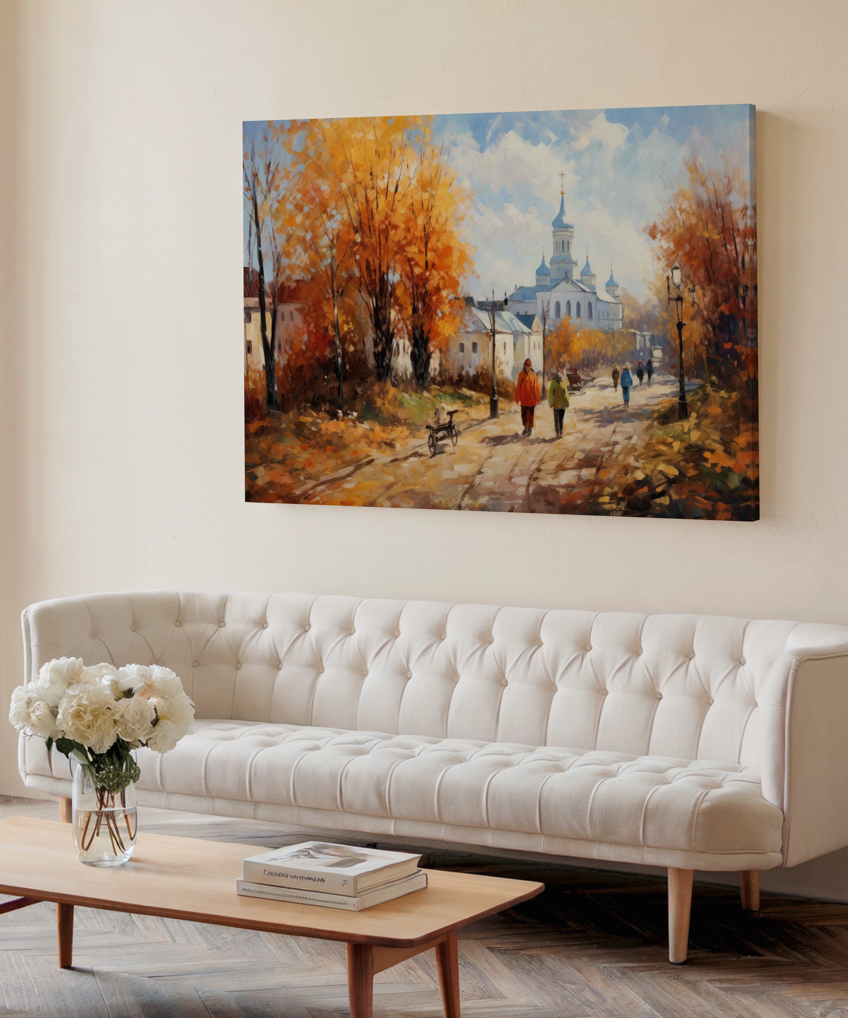Sonbaharın Sessiz Yolu | Yağlı Boya Dokulu Canvas Baskı