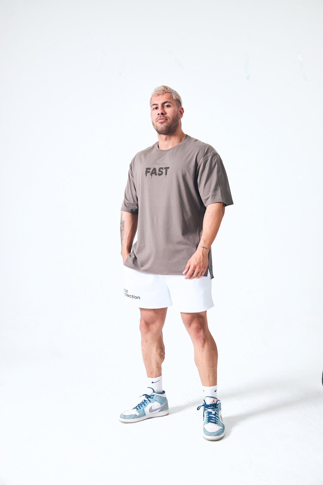 “Assymetric” Ön Baskılı Asimetrik Dikişli Oversize - Taupe