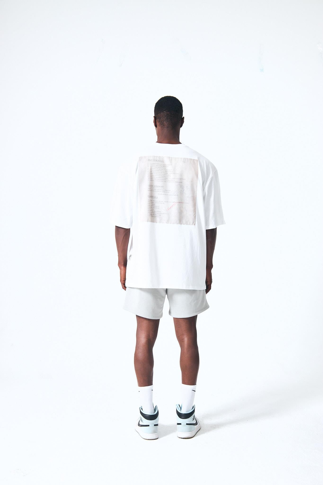 “Rules” Arka Kumaş Baskılı Oversize - Beyaz