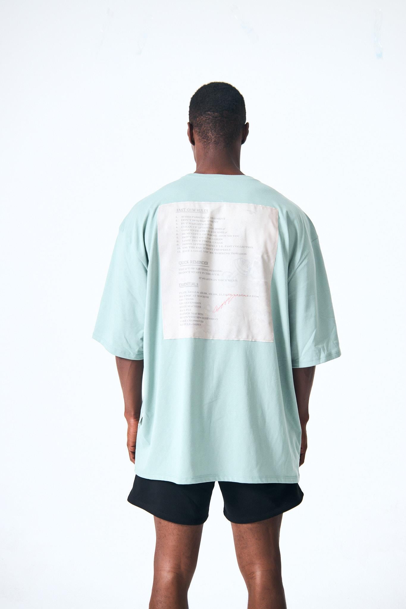 “Rules” Arka Kumaş Baskılı Oversize - Yeşil