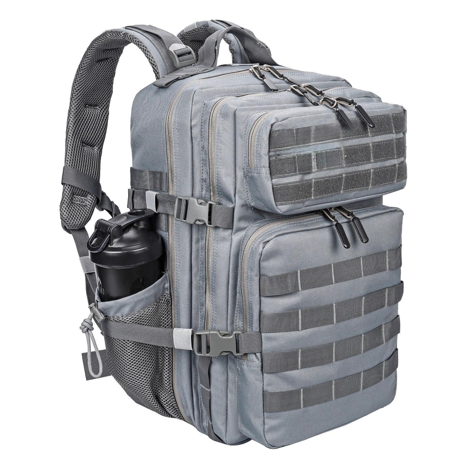45L Büyük Kapasiteli Taktik Sırt Çantası - Su Geçirmez Askeri Outdoor ve Spor Çantası Gri