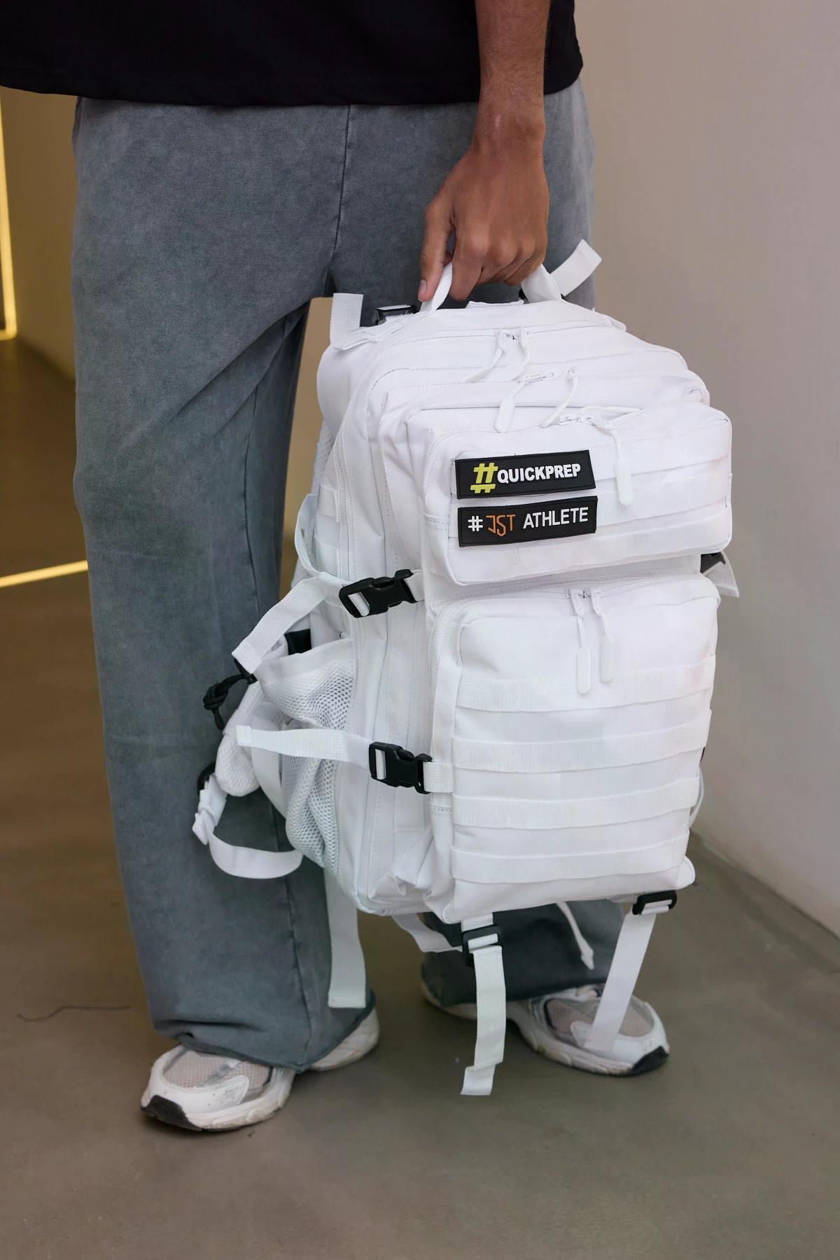 45L Büyük Kapasiteli Taktik Sırt Çantası - Su Geçirmez Askeri Outdoor ve Spor Çantası Beyaz