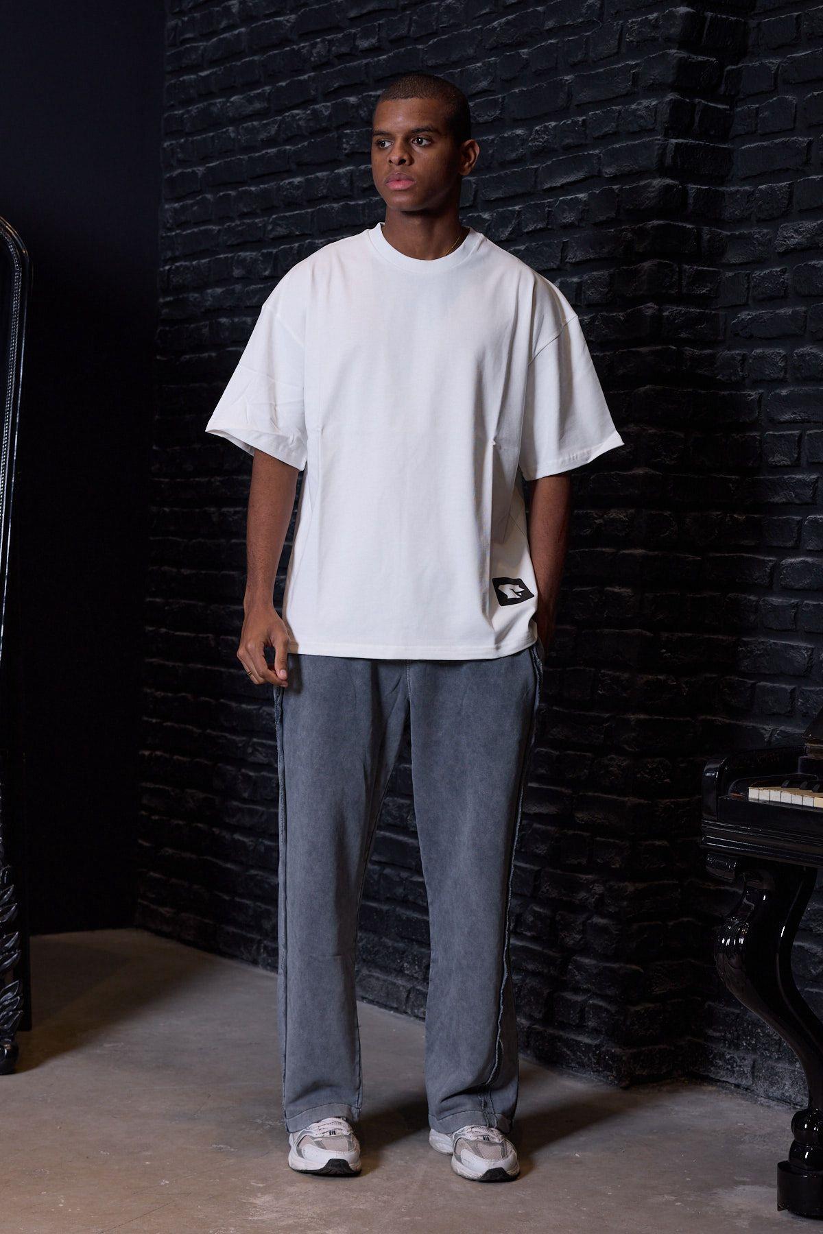 Fast Arka Baskı Oversize Tişört Beyaz