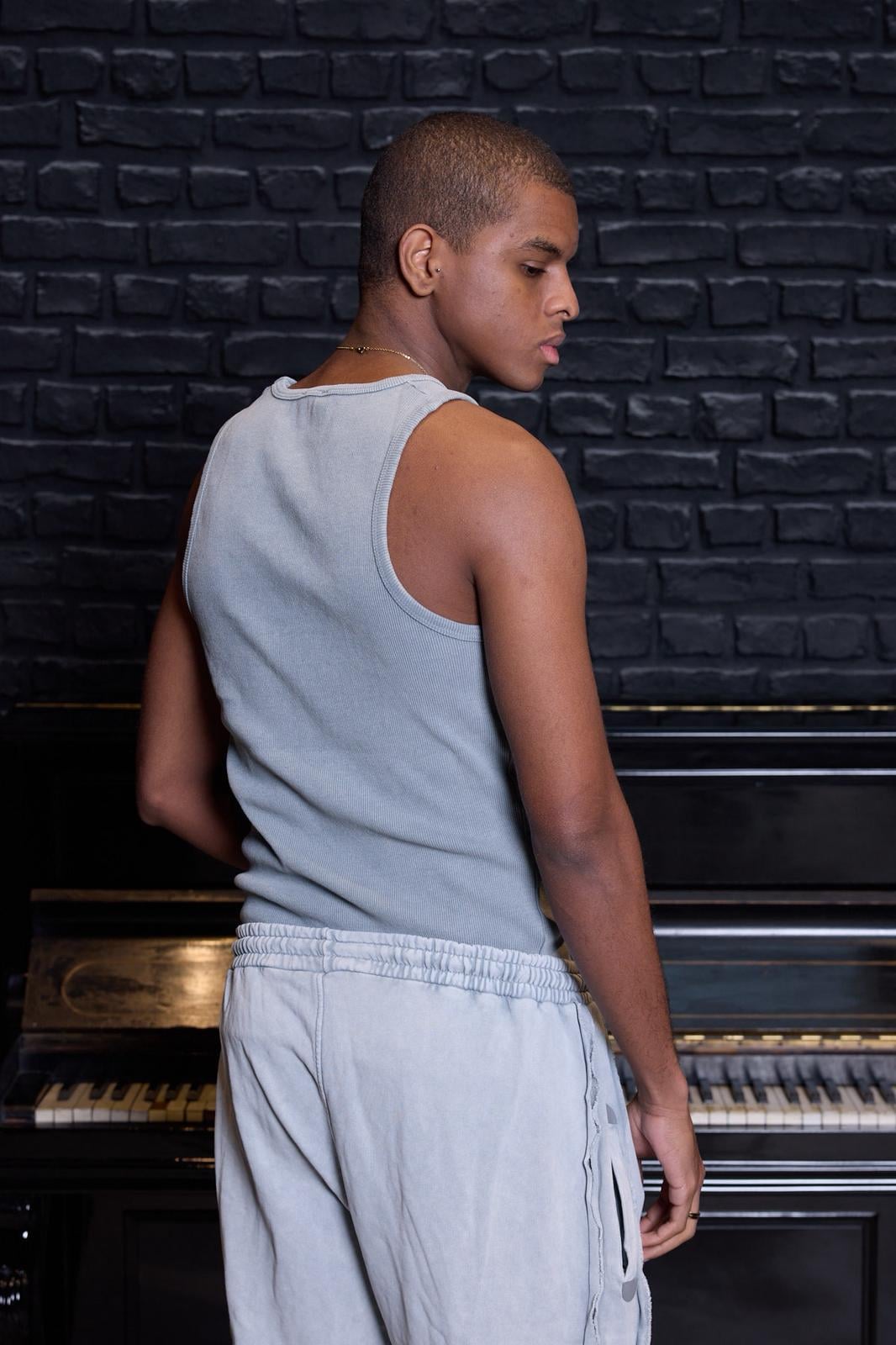 Fitilli Atlet Açık Gri