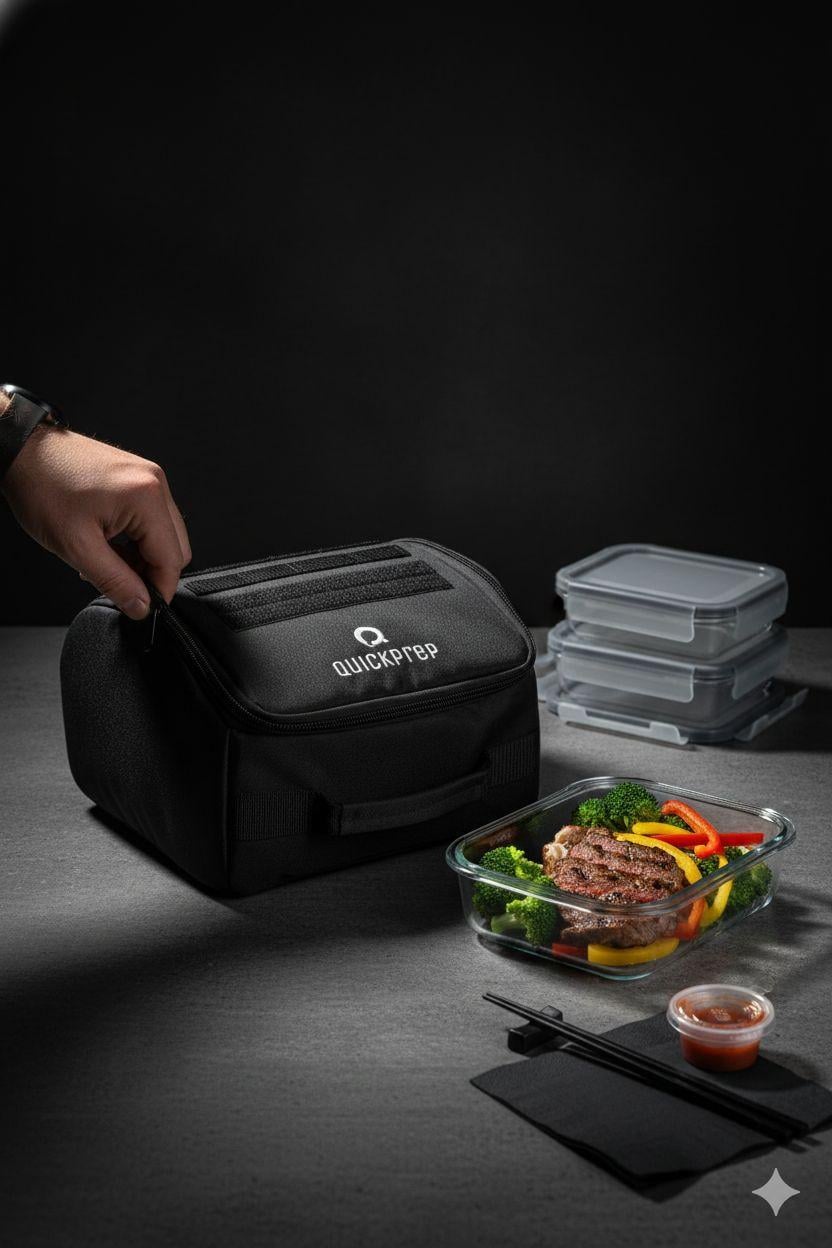 QUICKPREP Termal Yemek Çantası | Sıcak & Soğuk Koruyucu Öğün Saklama Çantası Siyah