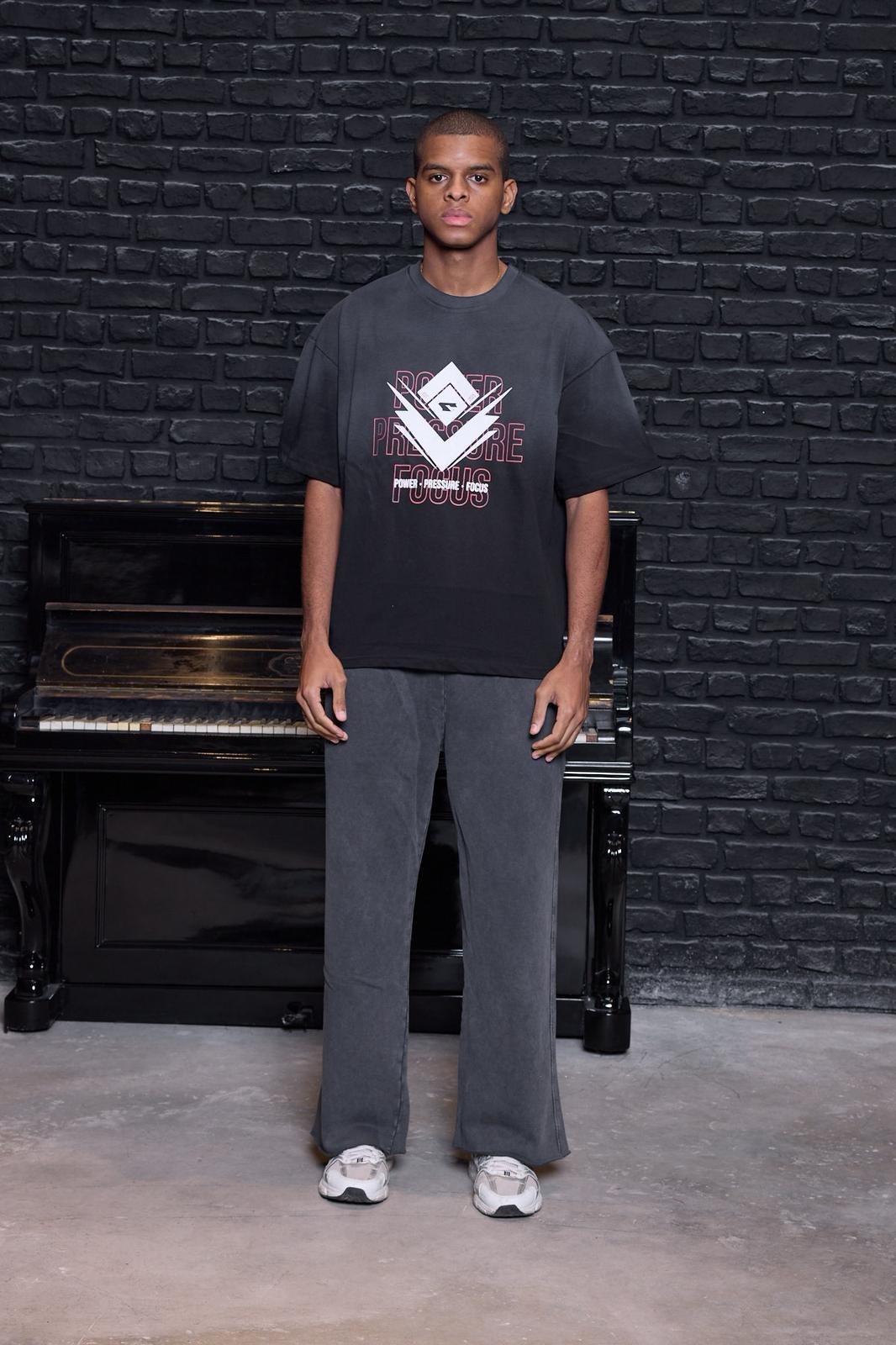 Raw-Hem Vintage Wash Wide Leg Pantolon Koyu Füme