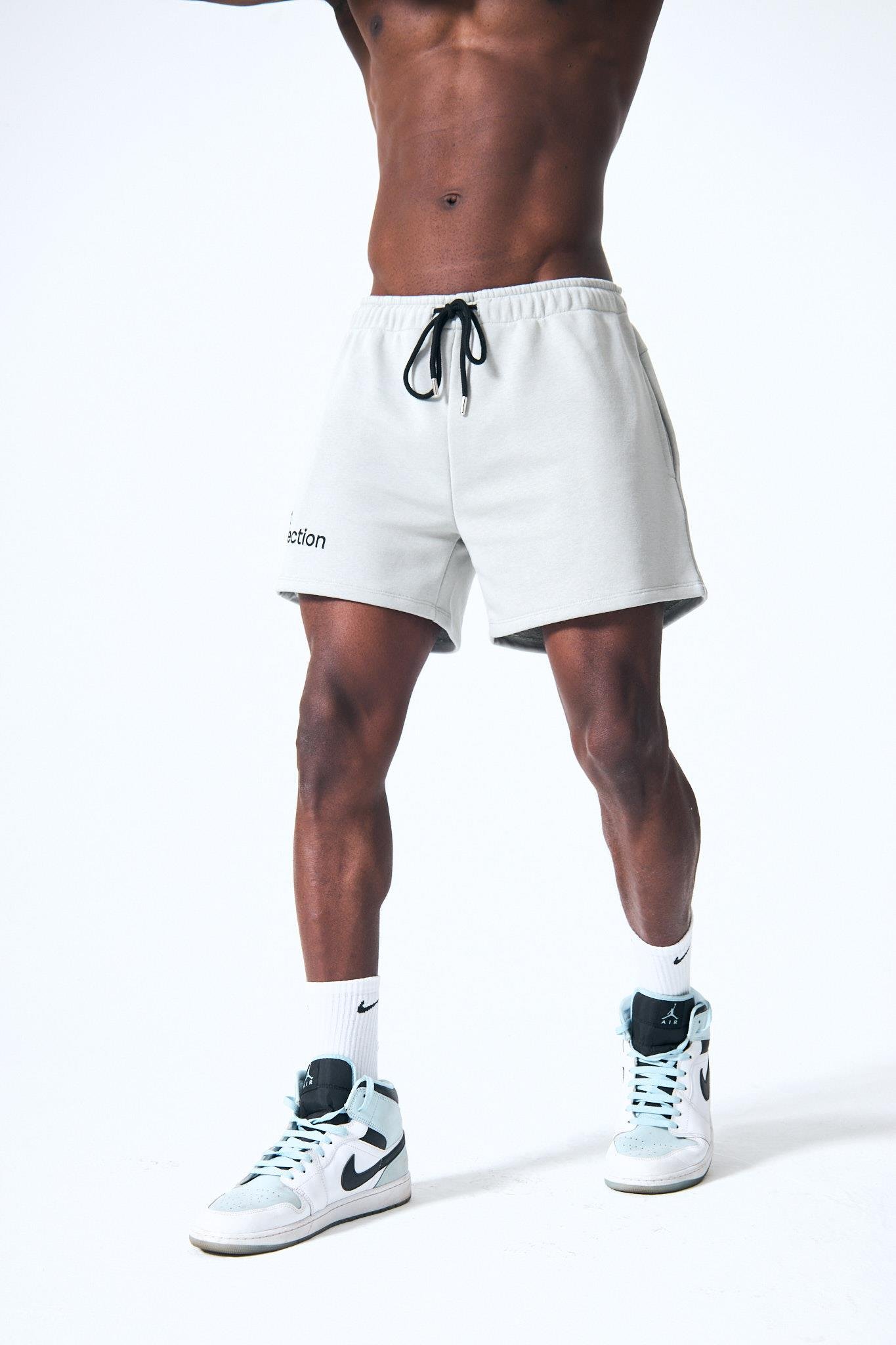 Brief” Ön Kabartma Baskılı Beli Lastikli Şort - Mint/Gri