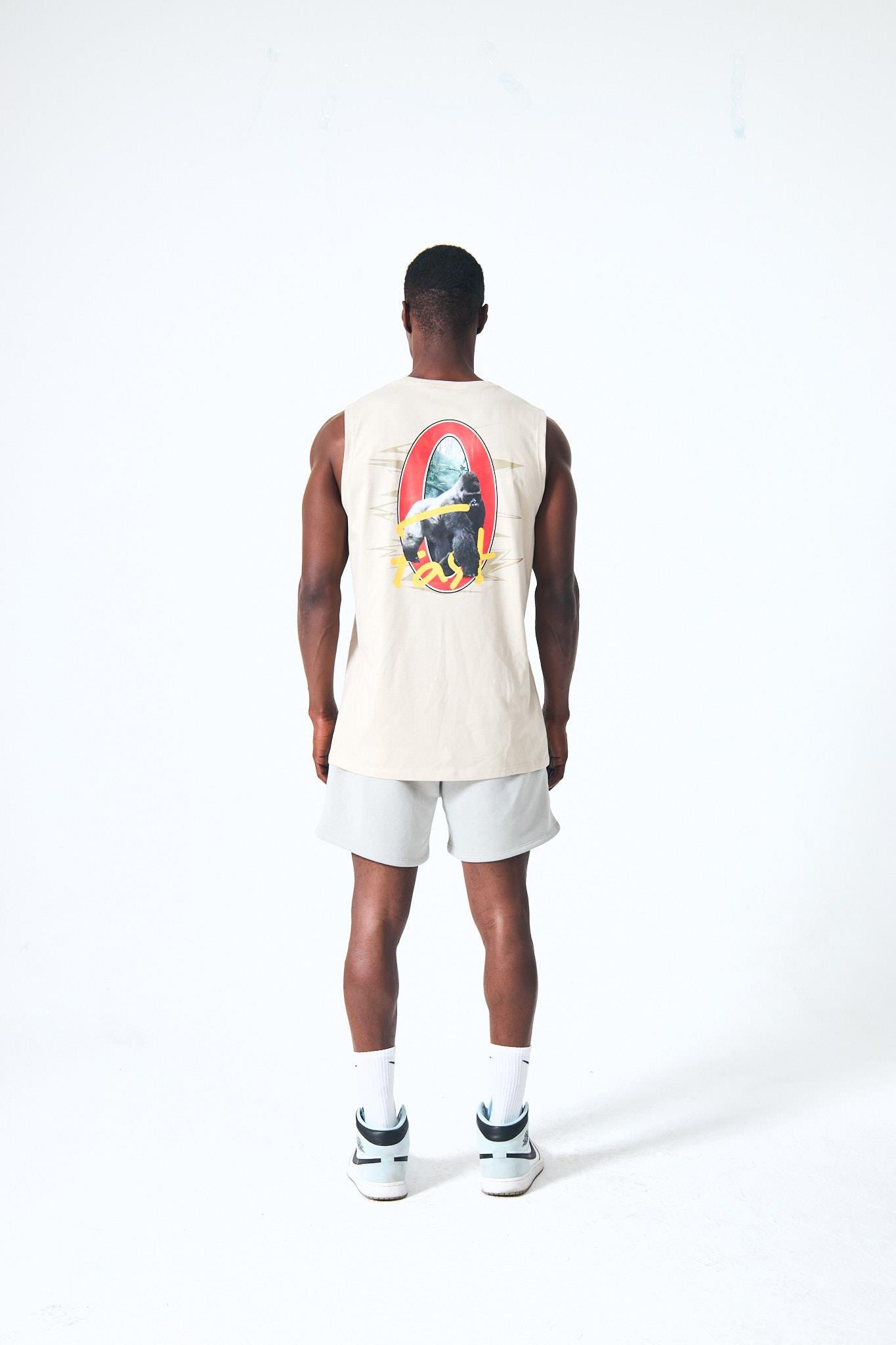 “Gorilpia Singlet” Arka Dijital Baskılı Atlet - Bej