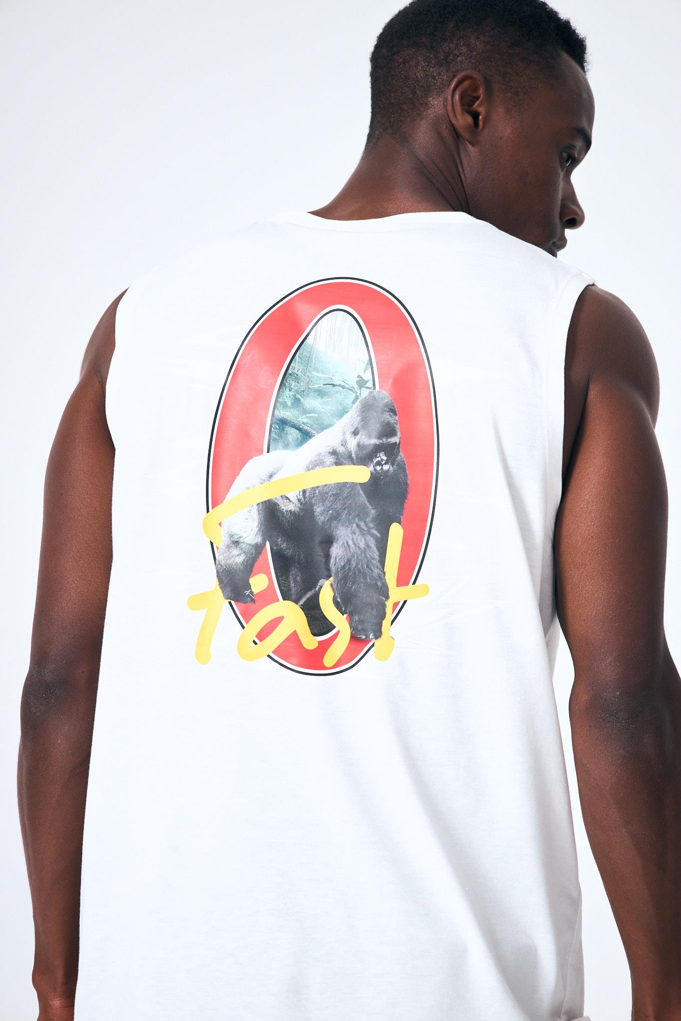 “Gorilpia Singlet” Arka Dijital Baskılı Atlet - Beyaz