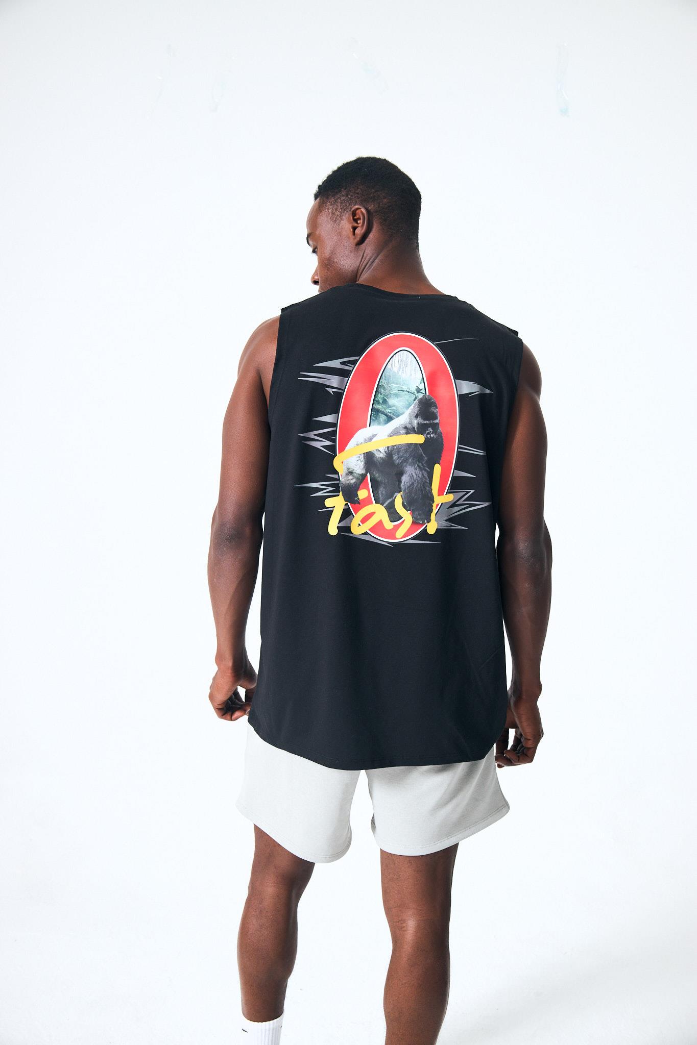 “Gorilpia Singlet” Arka Dijital Baskılı Atlet - Siyah