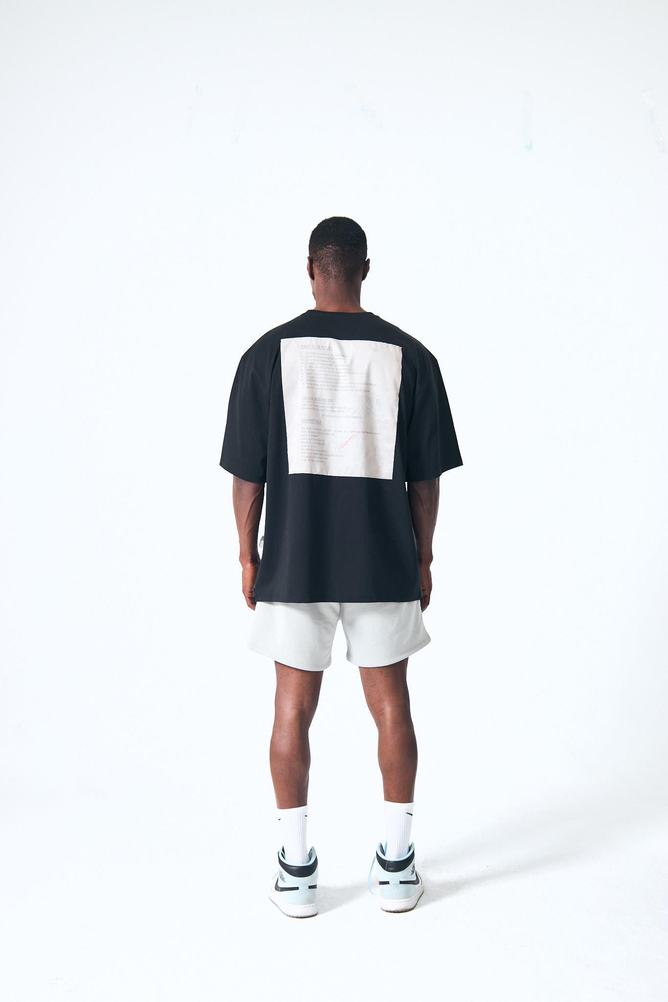 “Rules” Arka Kumaş Baskılı Oversize - Siyah