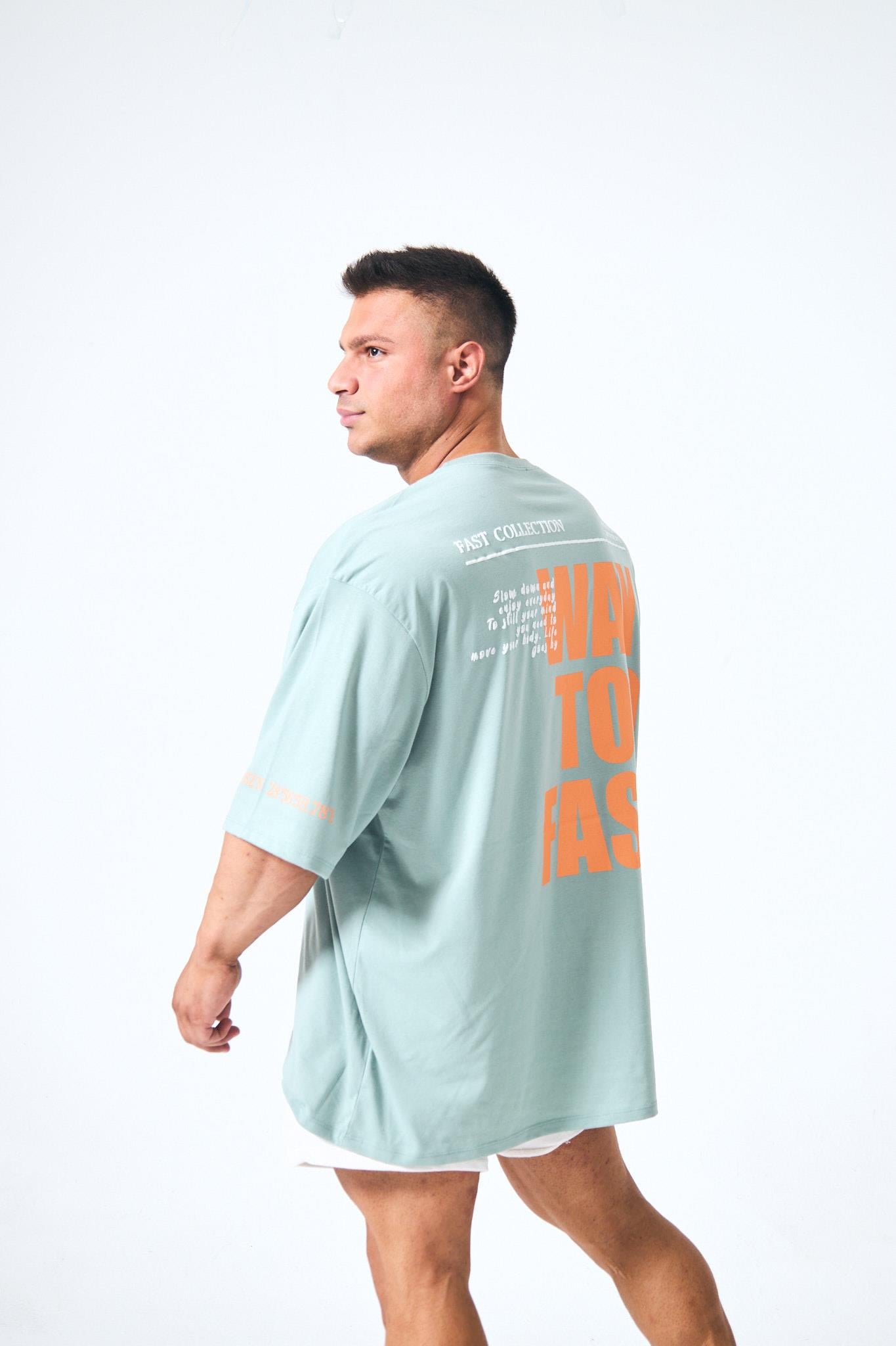 “Way Too Fast” Arka Ve Ön Kabartma Baskılı Oversize - Yeşil