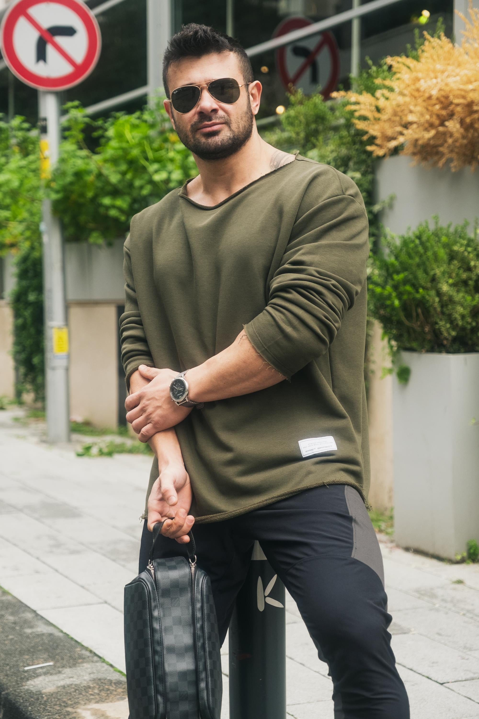 Dikişsiz Salaş Oversize Sweatshirt Haki