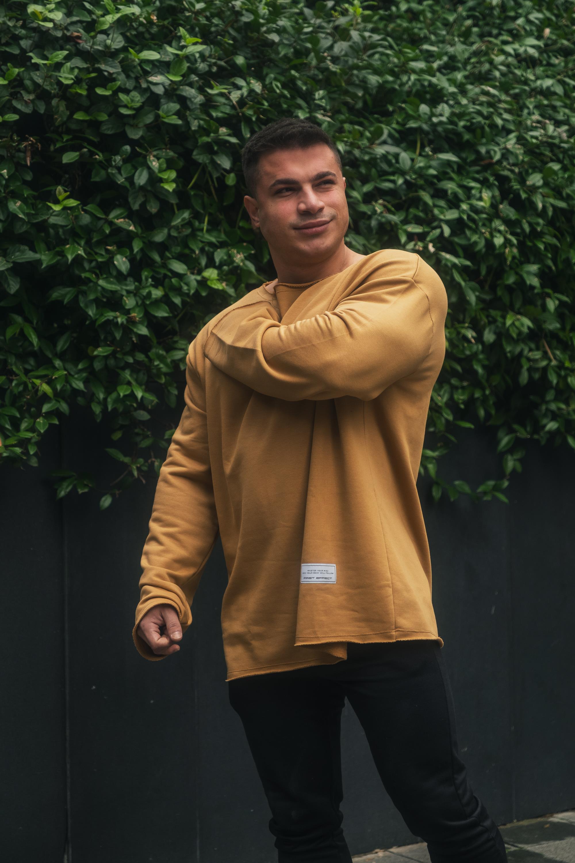 Dikişsiz Salaş Oversize Sweatshirt Hardal