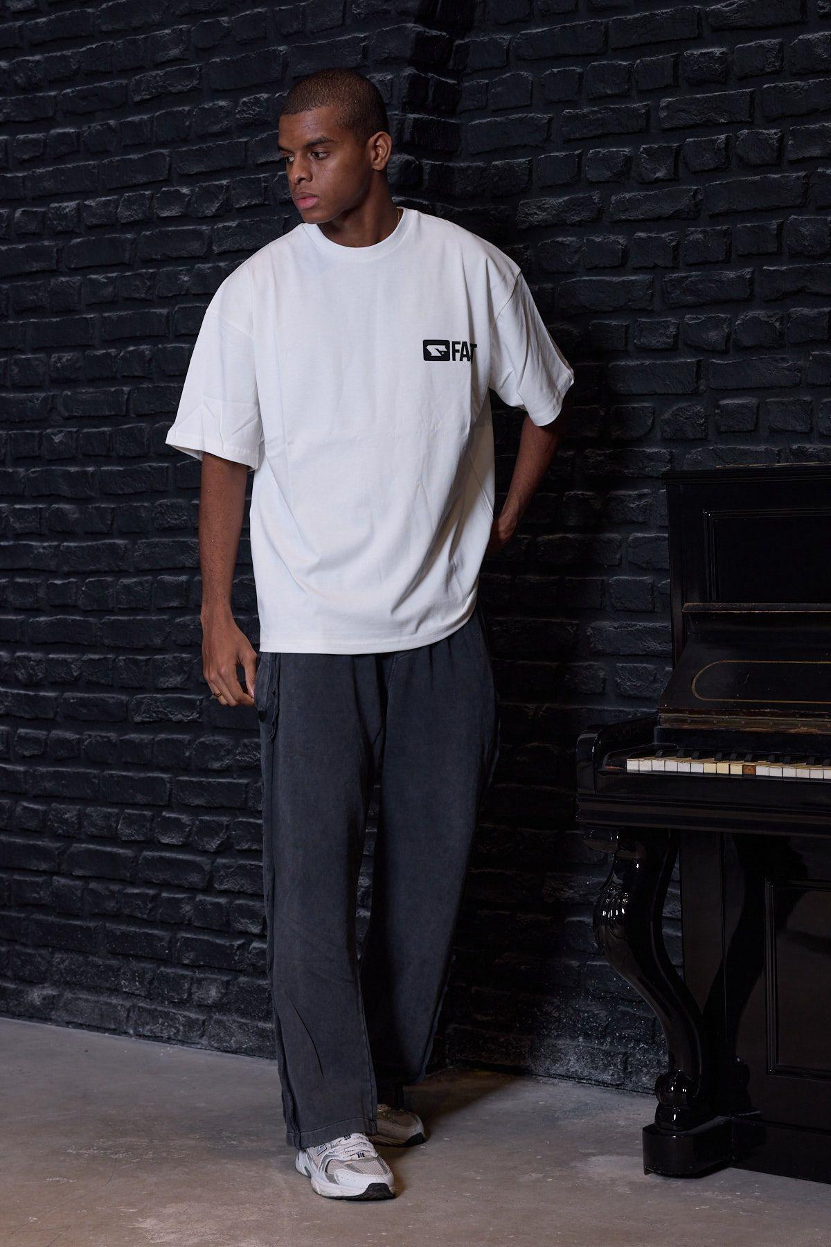 Fast Logo Oversize Tişört Beyaz