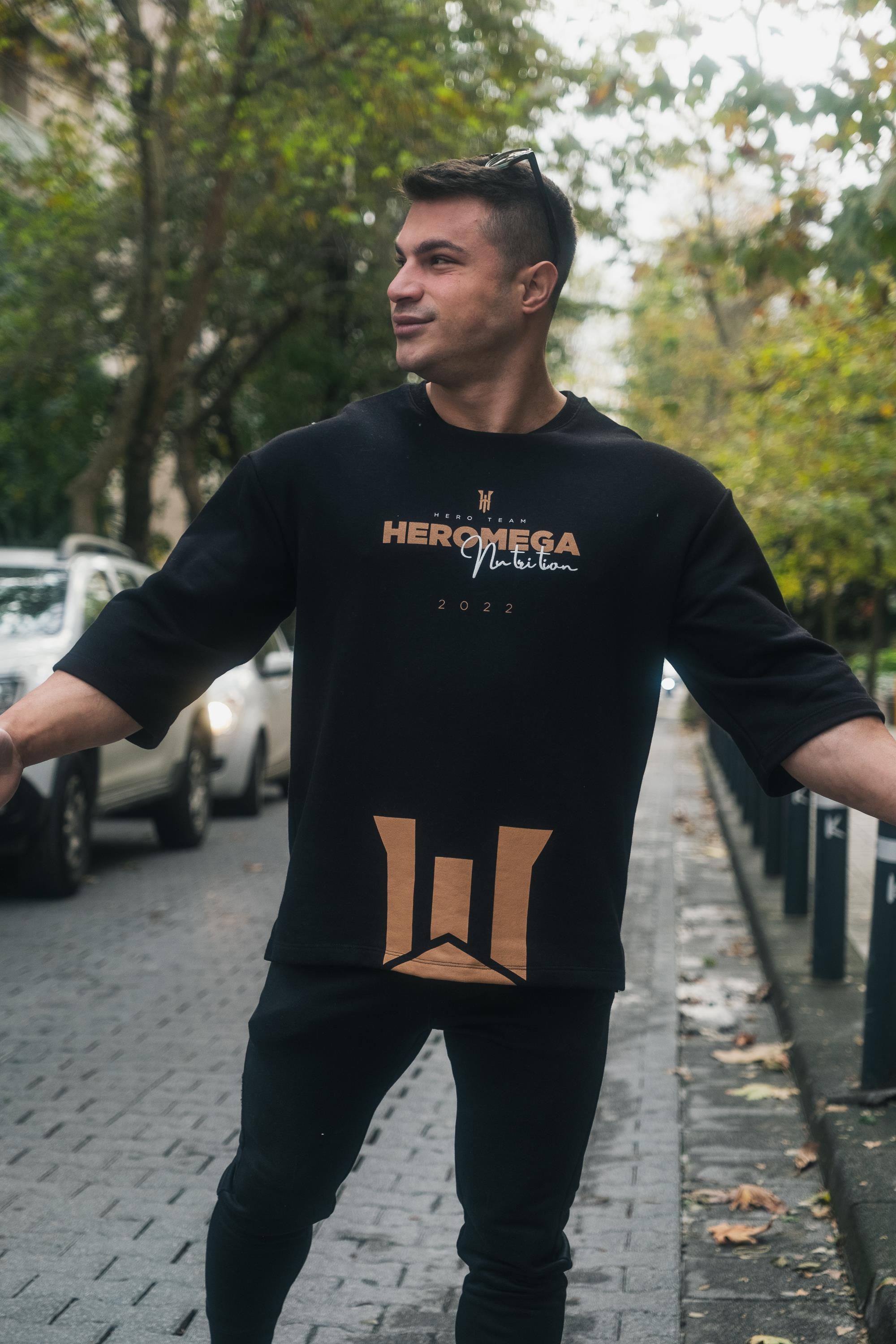 Heromega Merch Yarasa Kol Sweatshirt Siyah