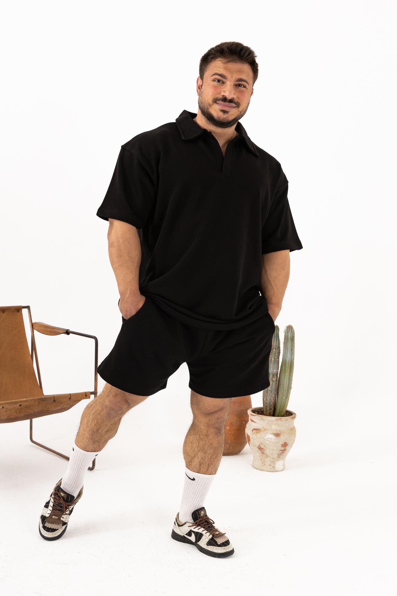 Polo Oversize T-Shirt Siyah