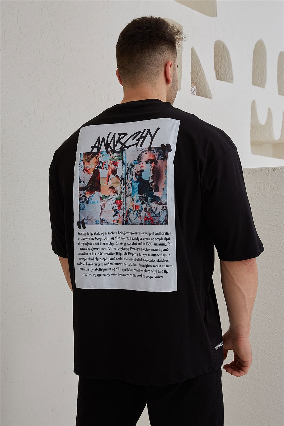 Sırtı Baskılı Siyah Oversize T-Shirt