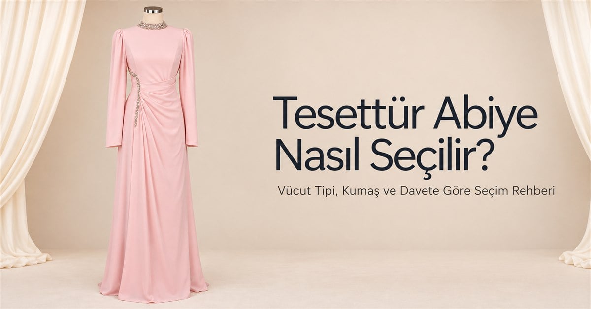 Pembe tesettür abiye ve vücut tipi, kumaş ve davete göre abiye seçim rehberi