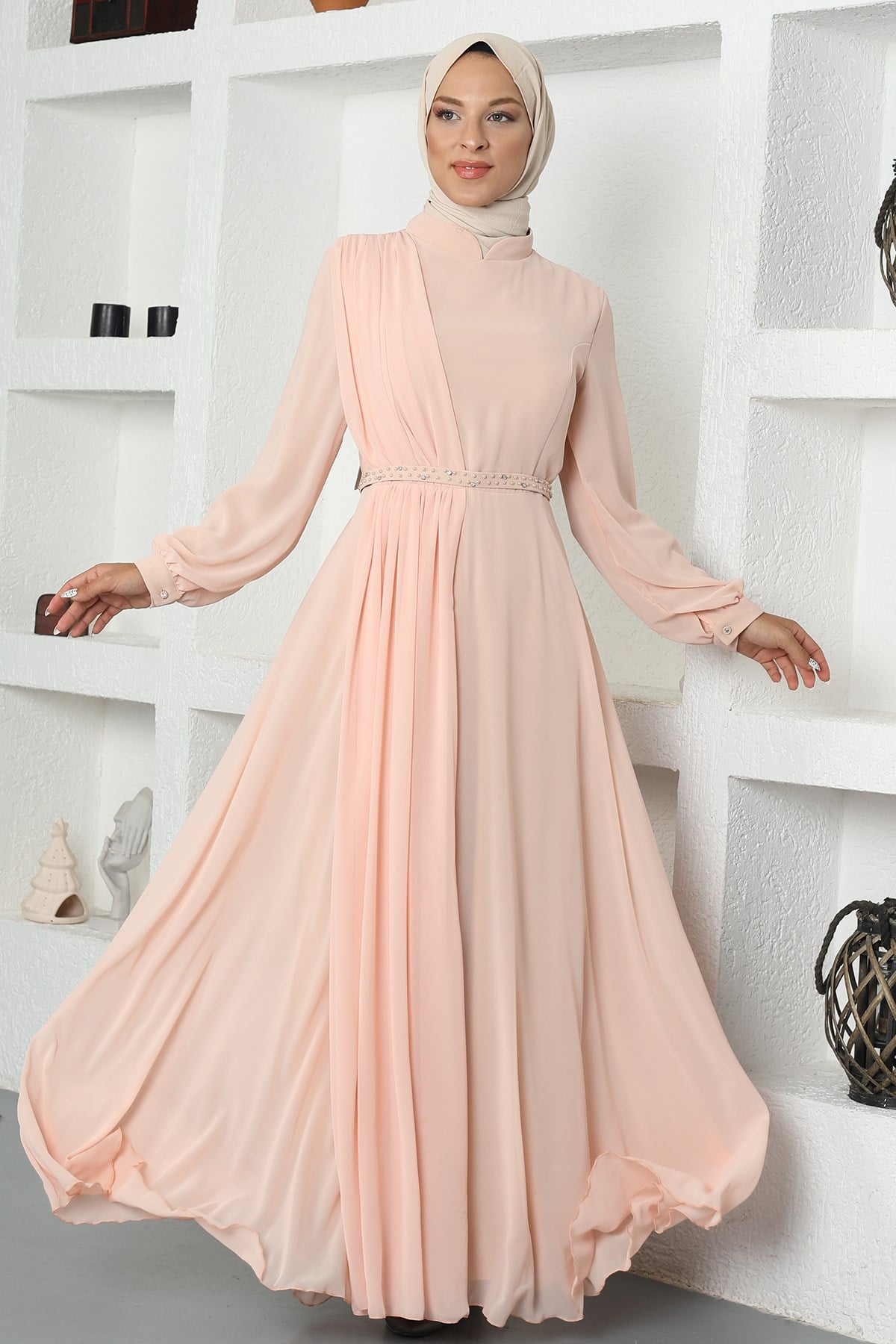 Ahsen Tesettür Abiye Pudra Amine Hüma