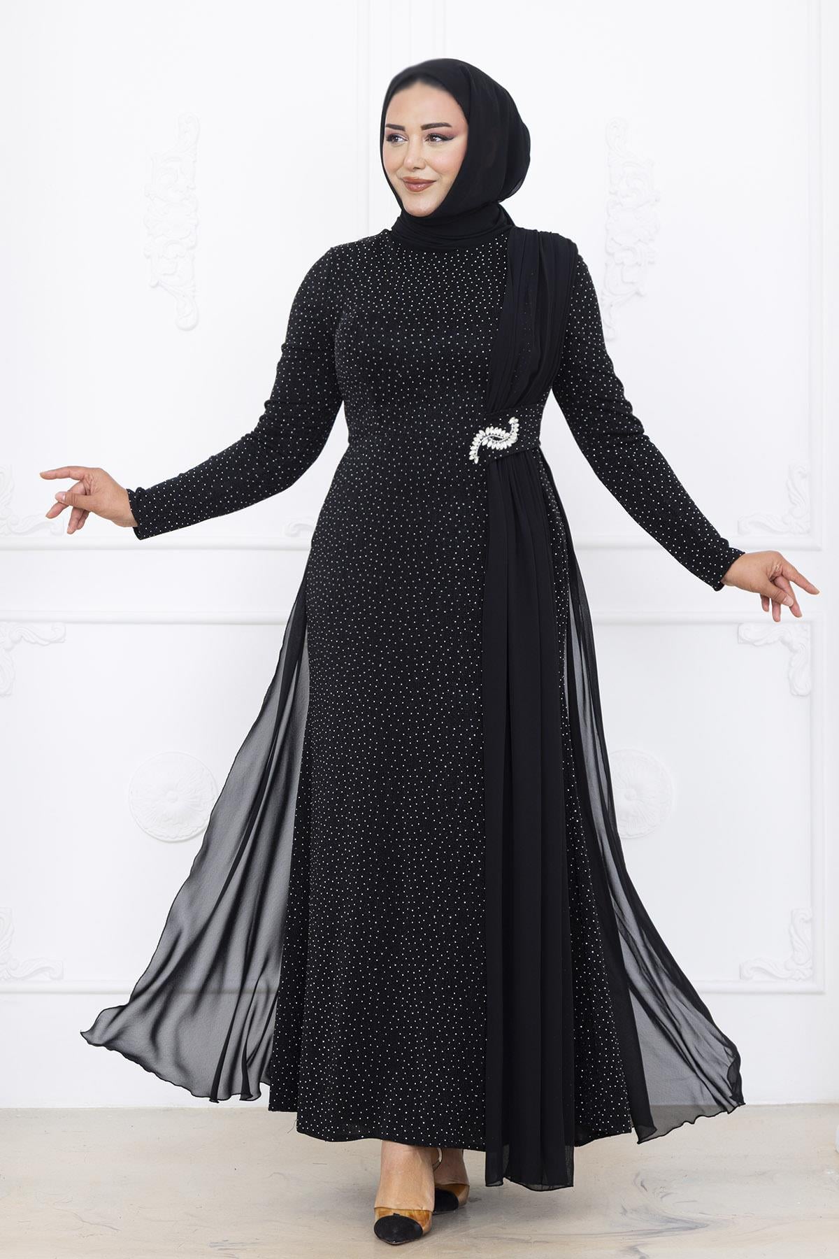 Amine Hüma Nil Abiye Elbise Siyah