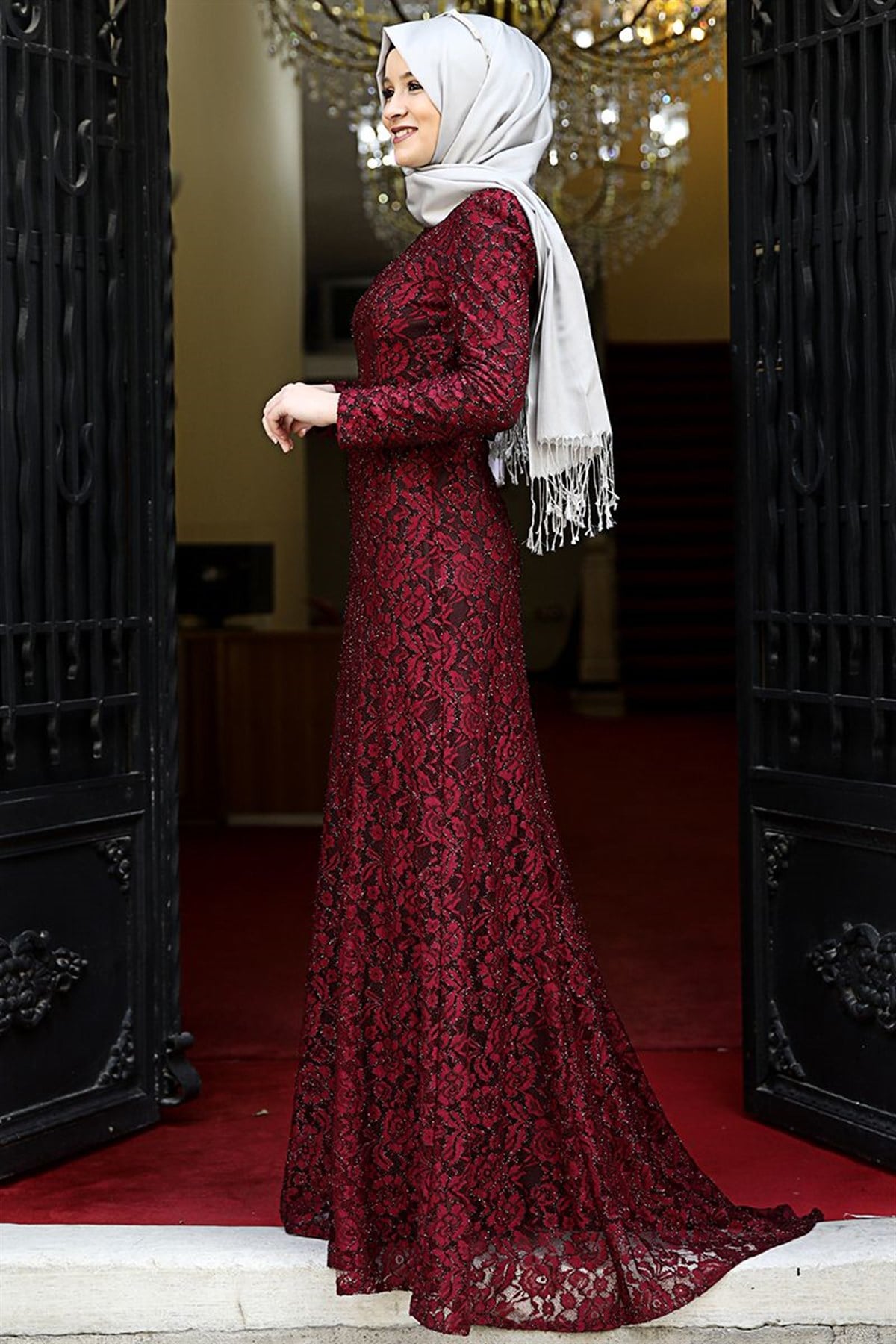 Hayal Tesettür Abiye Bordo