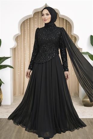 Amine Hüma Tülin Abiye Elbise Siyah