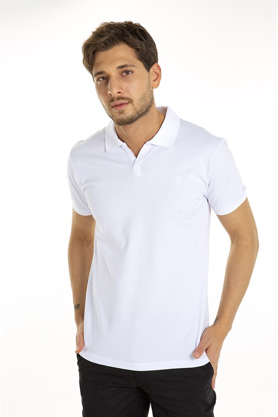 Beyaz Renk V Yaka Polo Tshirt 1002
