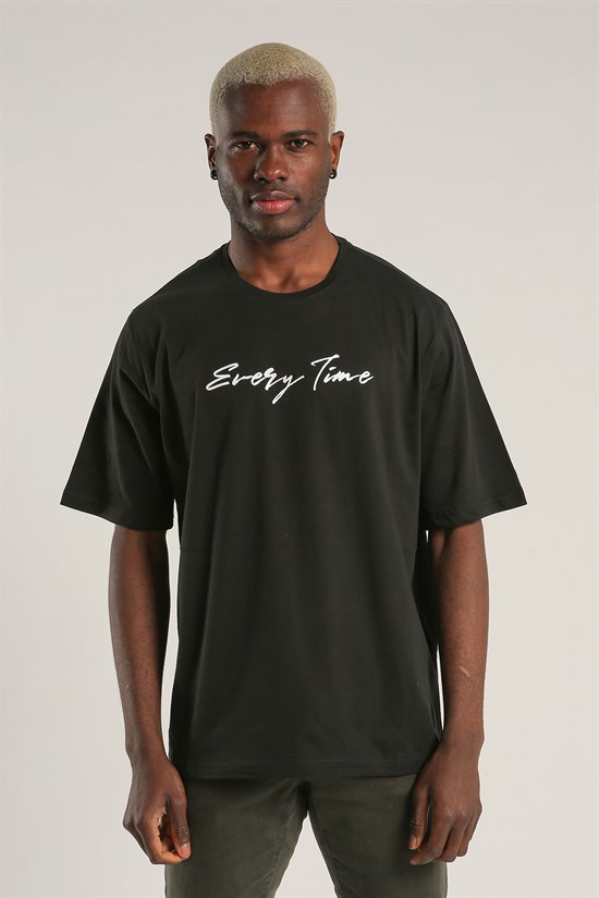 Siyah Renk Oversize Erkek T-shirt 1053