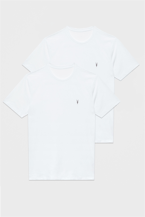 Beyaz Renk 2'Li Paket Erkek Tişört 2000